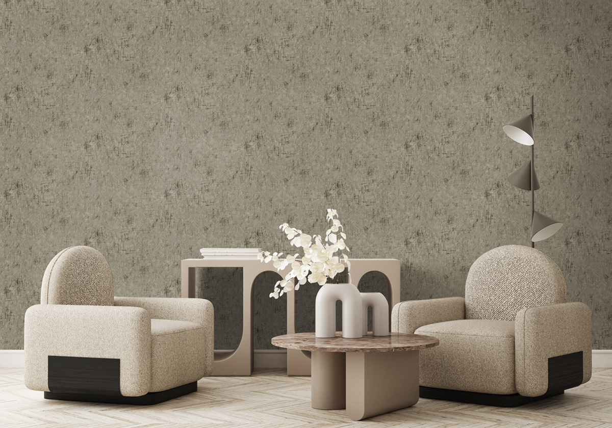 Papier peint Effet Béton Lisse brun - Pearl de Montecolino | Réf. MC-65298