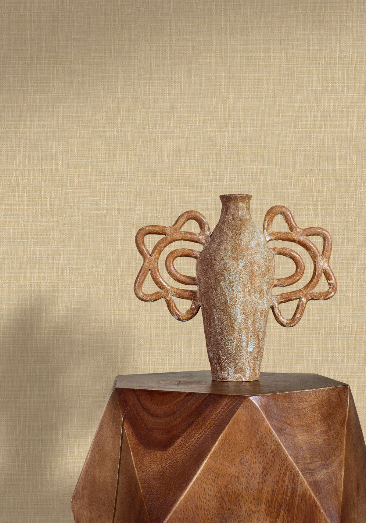 Papier peint Uni Tissé Sierra beige - Palmadora de Casamance | Réf. CAS-76701936