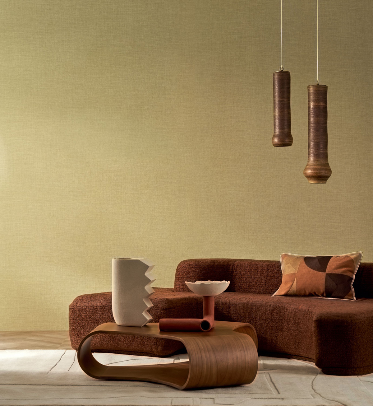 Papier peint Lin Shinok vert chartreuse - Le Lin 3 de Casamance | Réf. CAS-F73810908