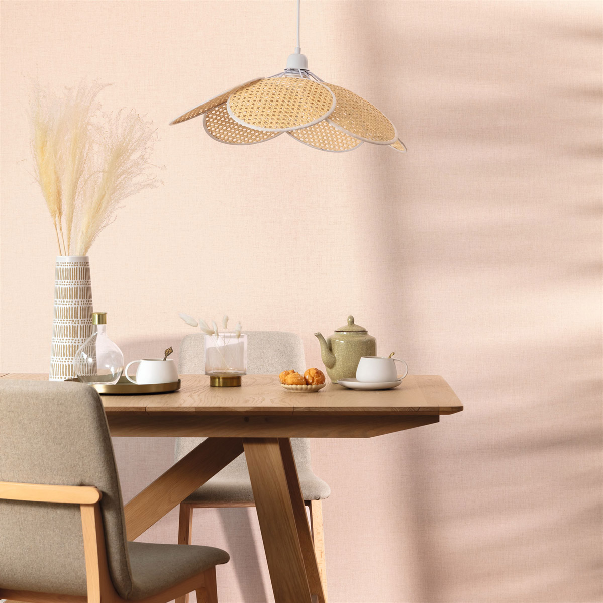 Papier peint Uni Lin rose poudré doré - Kitchen Box de Casélio | Réf. KBO103234021