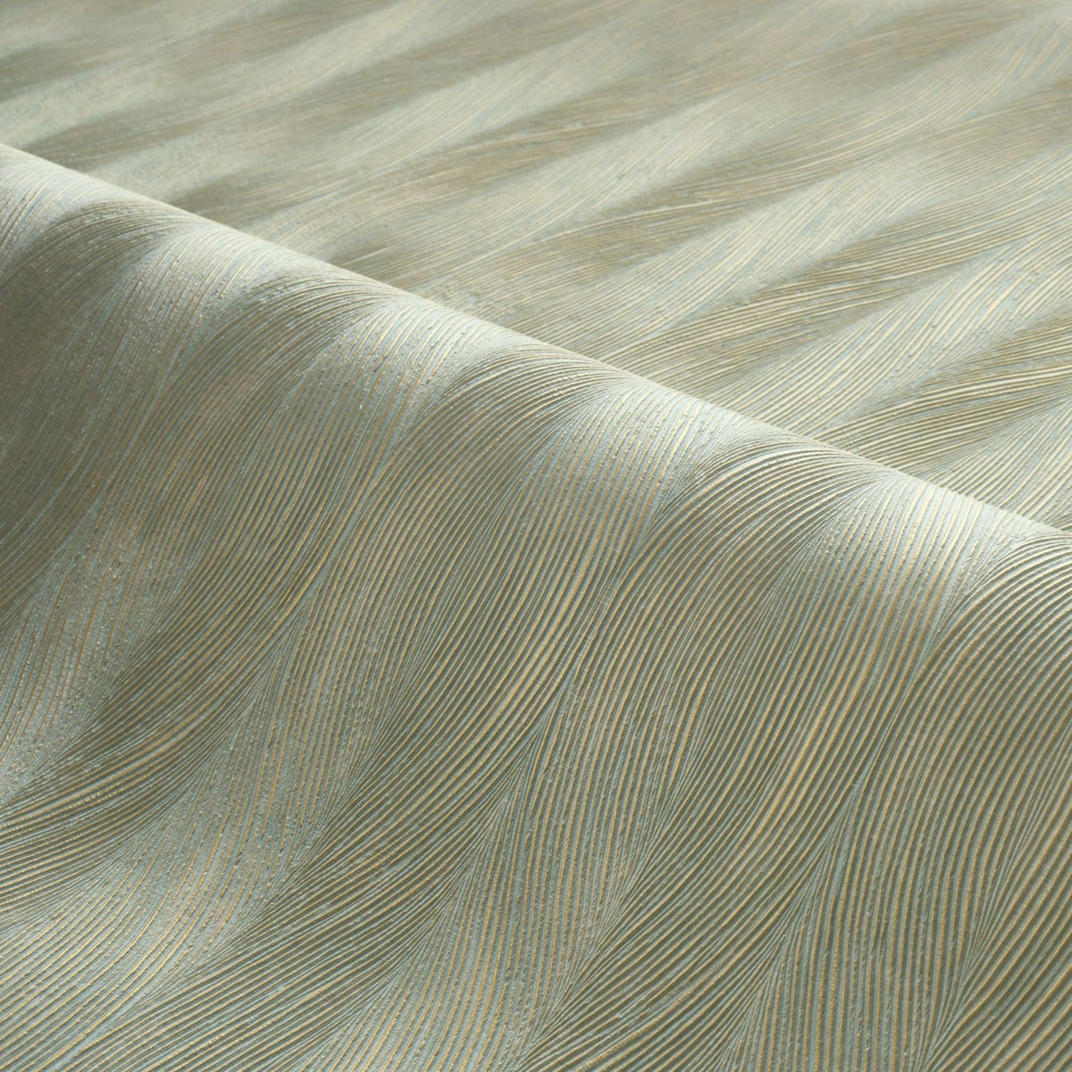 Papier peint Vagues Keramos vert amande doré - Cérame de Casamance AMB3| Réf. CAS-76113058