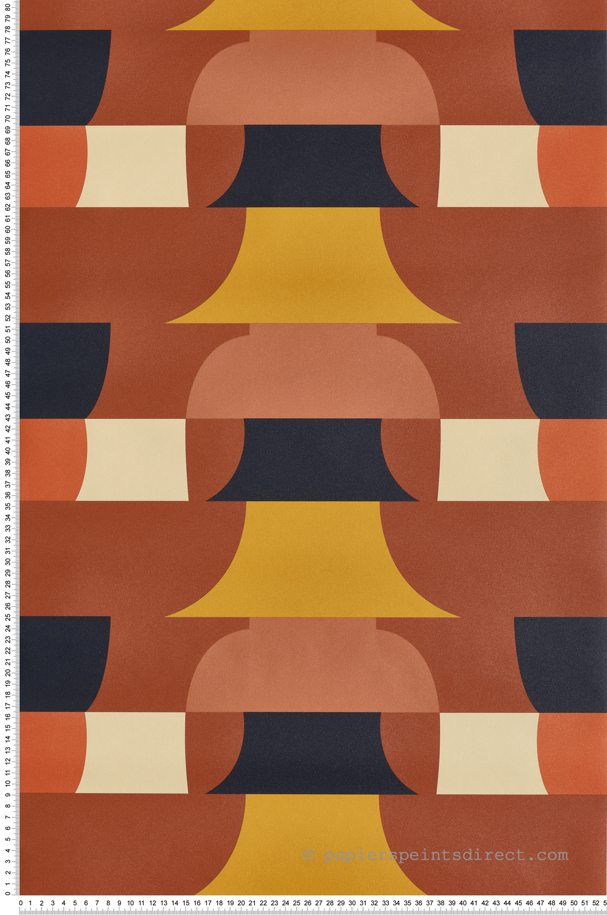 Papier peint Vintage Géométrique 70s terracotta - Bensimon 2 de Lutèce | Réf. LTC-51201008