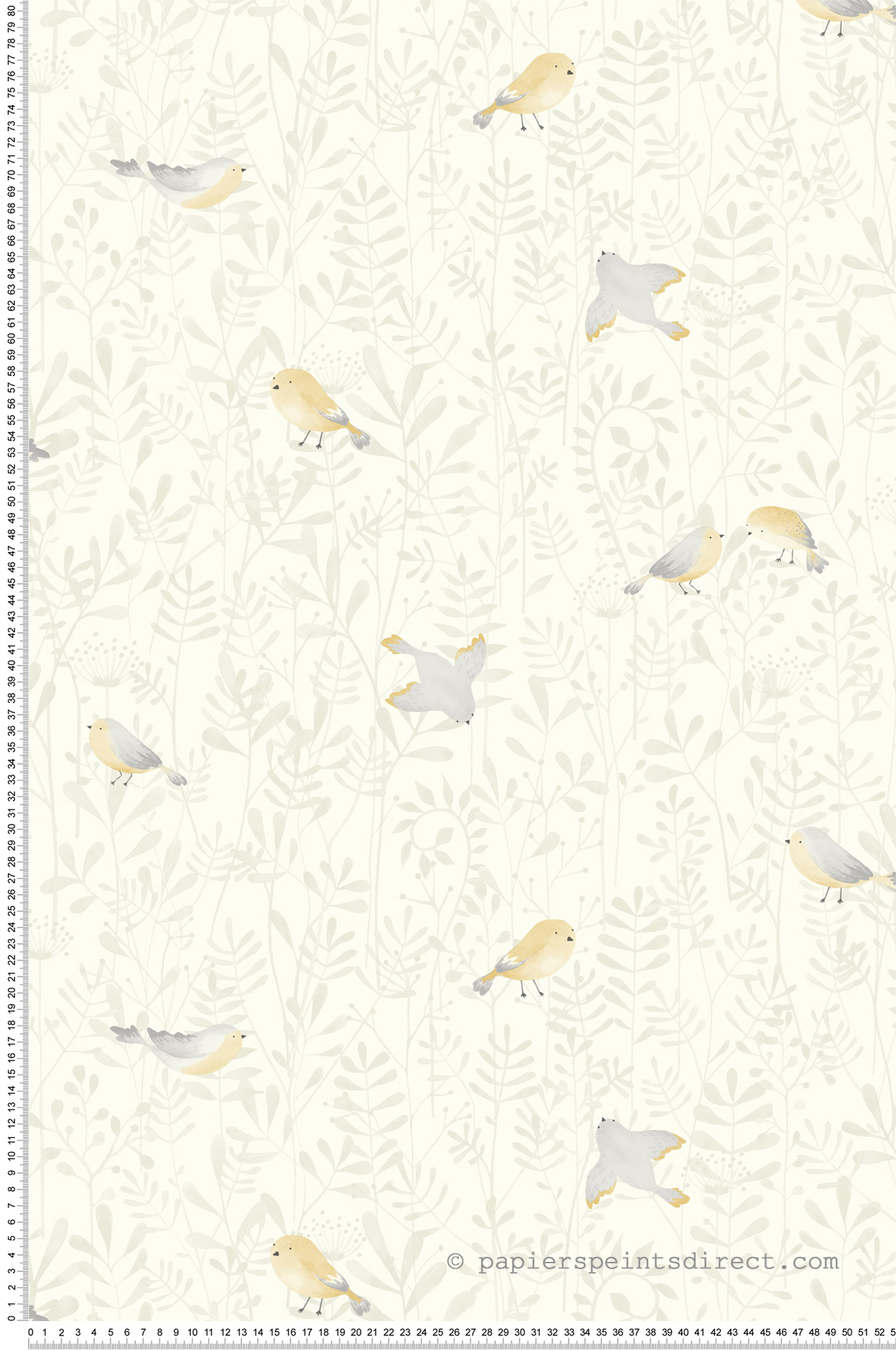 Papier peint Oiseau Feuillage gris beige - Once Upon A Time de Casadéco | Réf. OUAT88319021