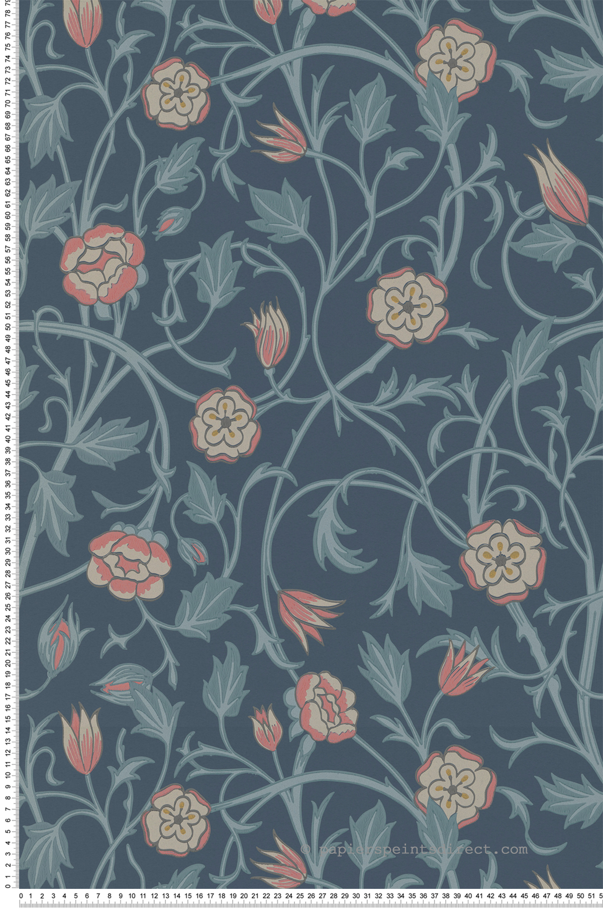 Papier peint Fleur May's Tulip Hicks Blue - In The Garden de Little Greene | Réf. 0234MTHICKS