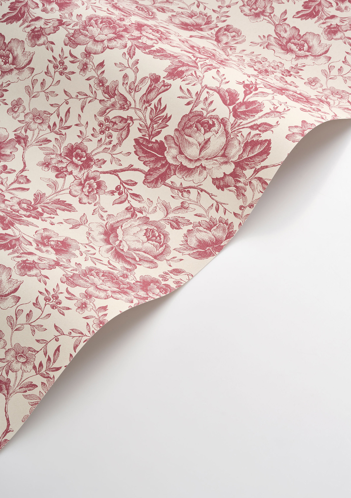 Papier peint Fleuri Celestine rouge grenat - Les Belles Toiles De Jouy 2 de Casadéco VAGUE | Réf. BTJD201728558