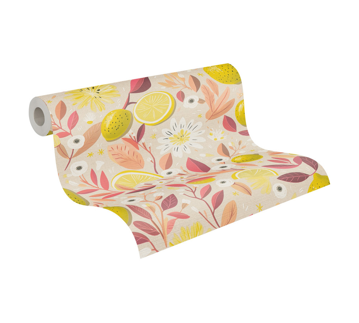Papier peint Citron Fleur Pop rose vert - Pintwalls 3 d'A.S. Création ROLL | Réf. AS-791693