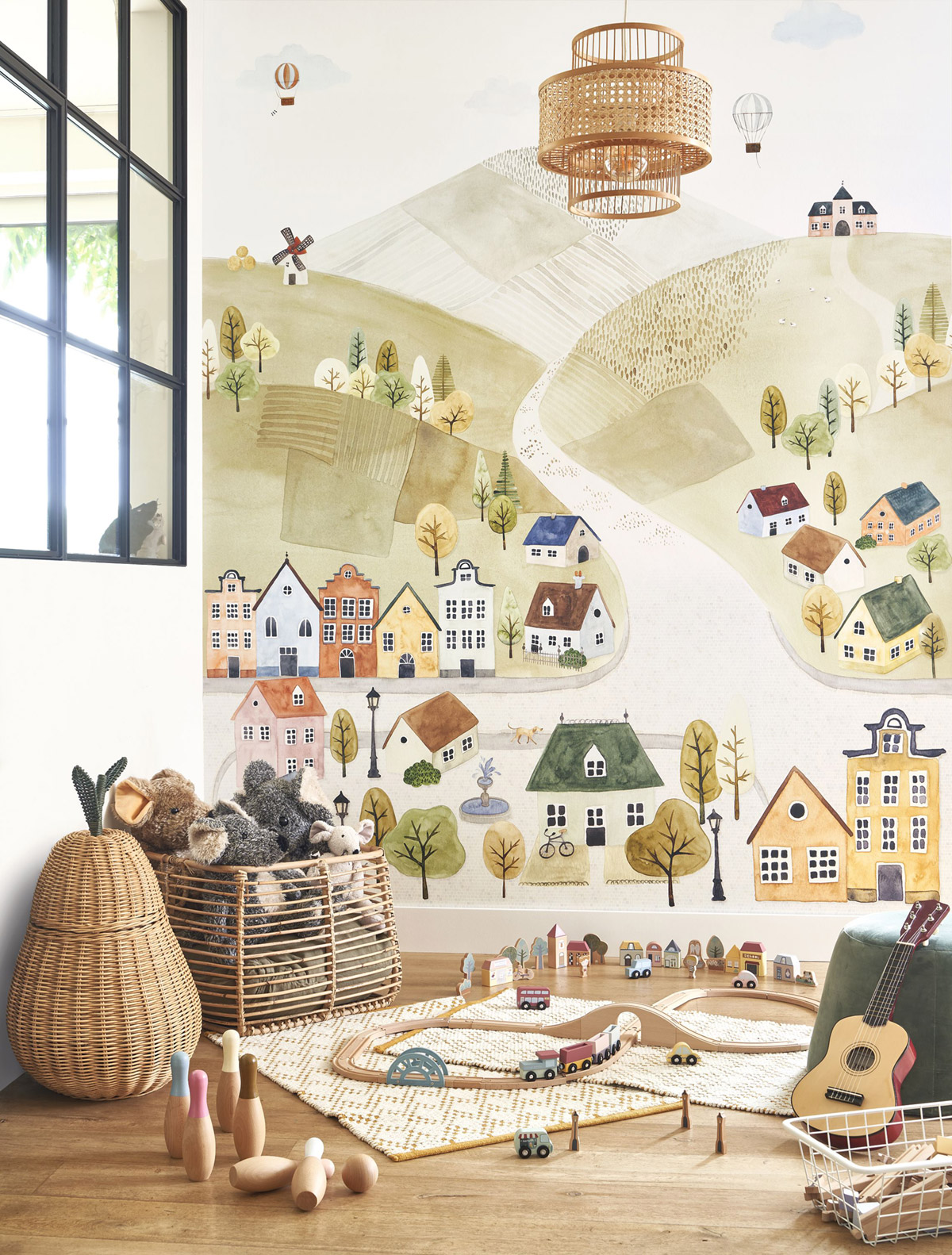 Papier peint panoramique Maison Welcome to the Village S multicolore 200X250 - Once Upon A Time 2 de Casadéco | Réf. OUTD200713605