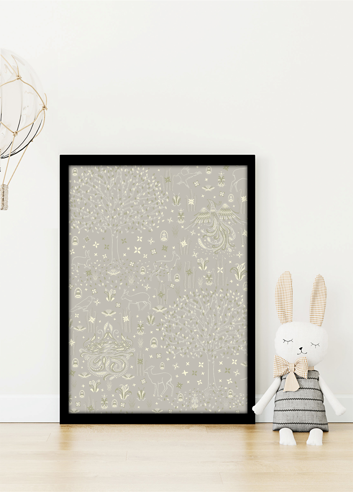 Papier peint Forêt Magic Animaux grège métallisé - Demeures de Montecolino | Réf. MC-650314