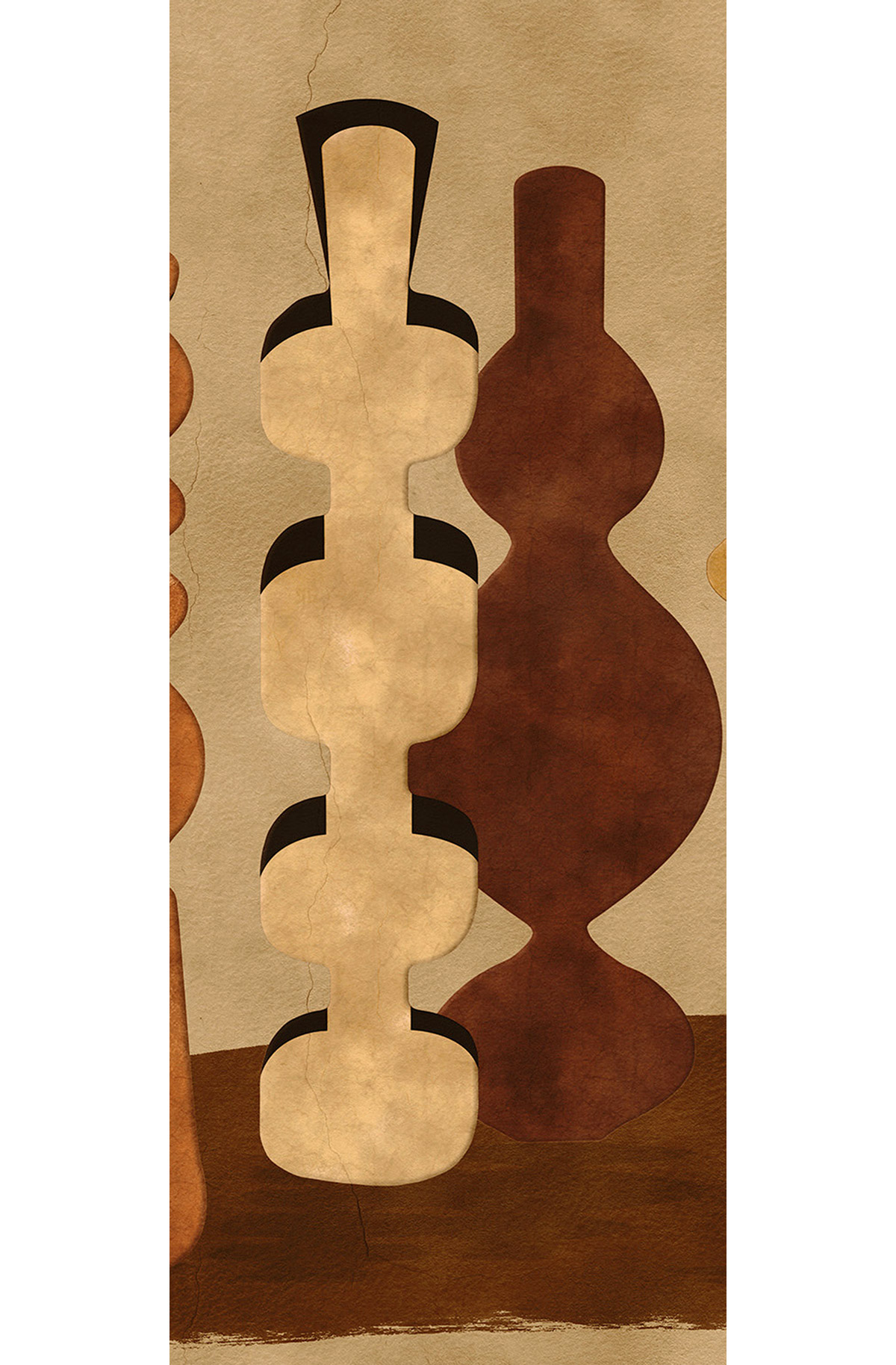 Papier peint panoramique Poterie Design terracotta beige - B H260 - Terra de Masureel | Réf. MAS-DGPOT1012-260