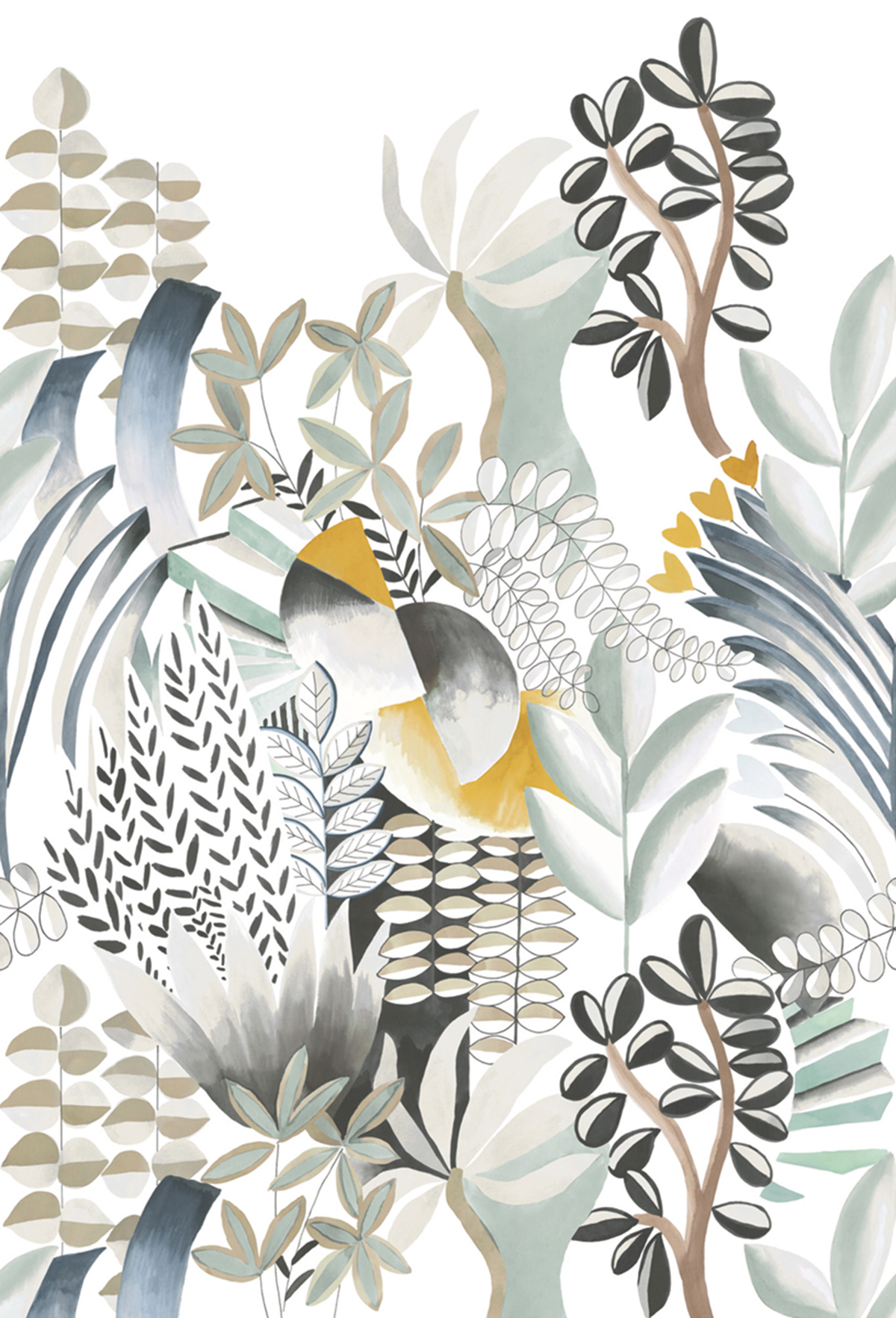 Papier peint panoramique Nature Artemis gris - Panoramas de Casamance | Réf. CAS-74870100