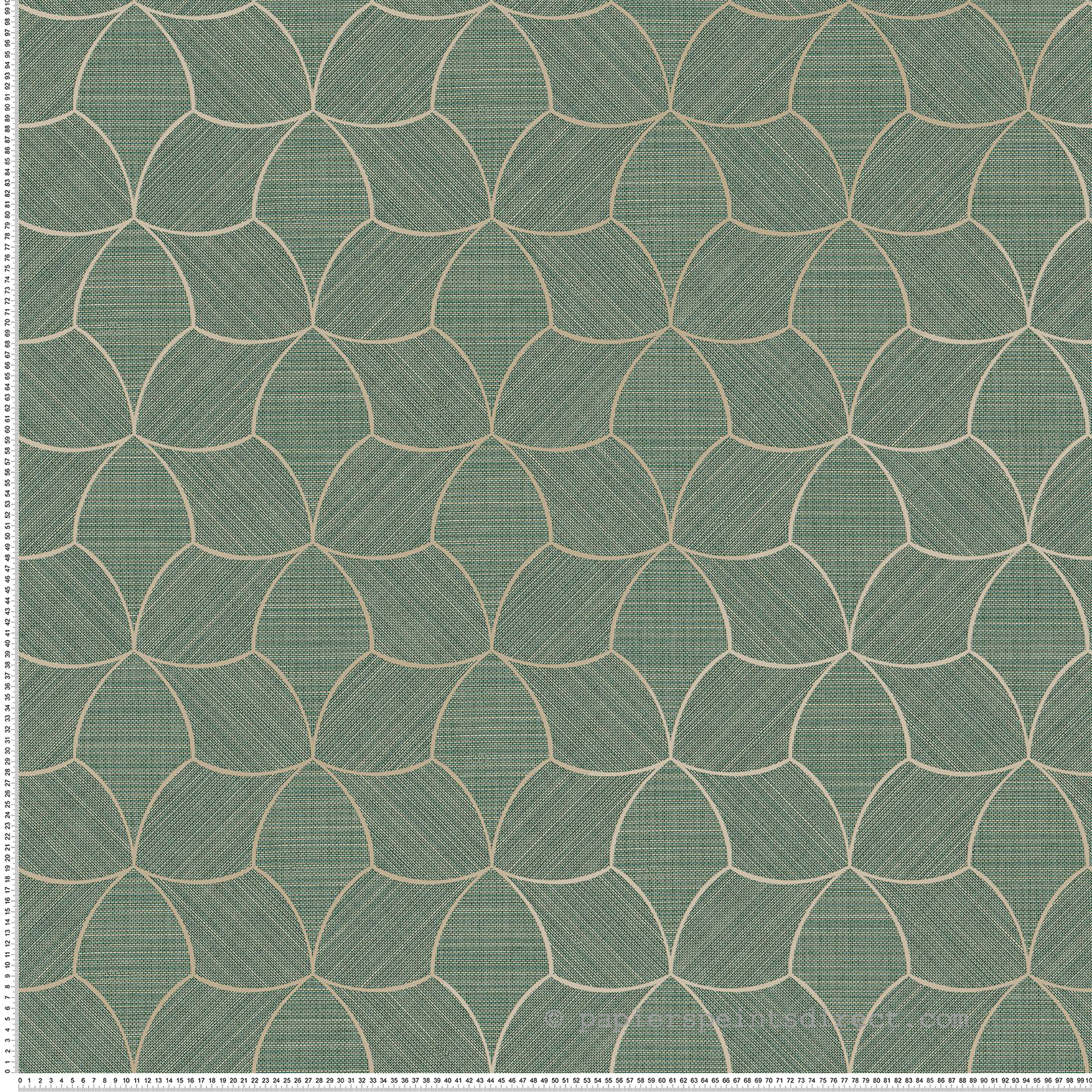 Papier peint Écailles Géométriques Tressana céladon doré - Tressora de Casamance | Réf. CAS-76943670