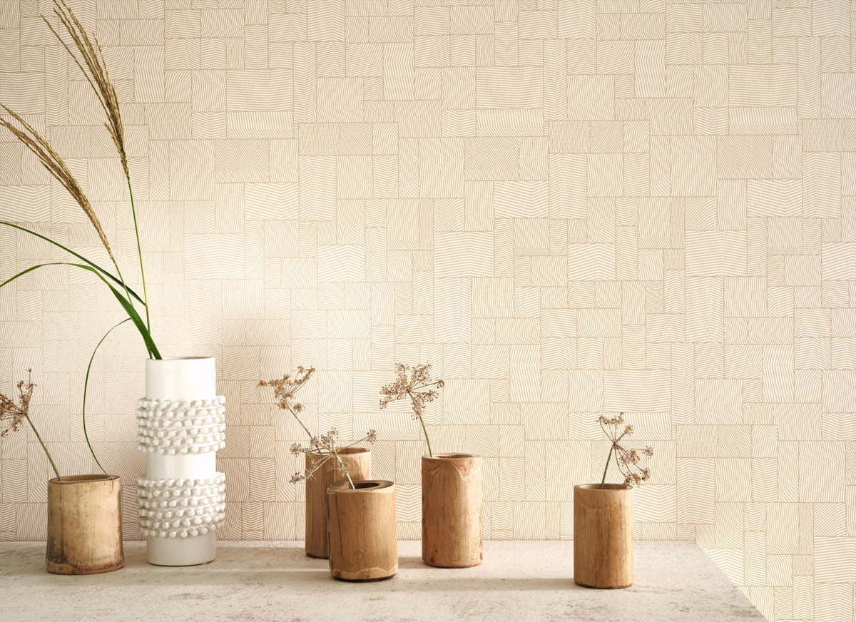 Papier peint Kensai beige rosé irisé - Kyoto de Casadéco | Réf. KYTO88761433