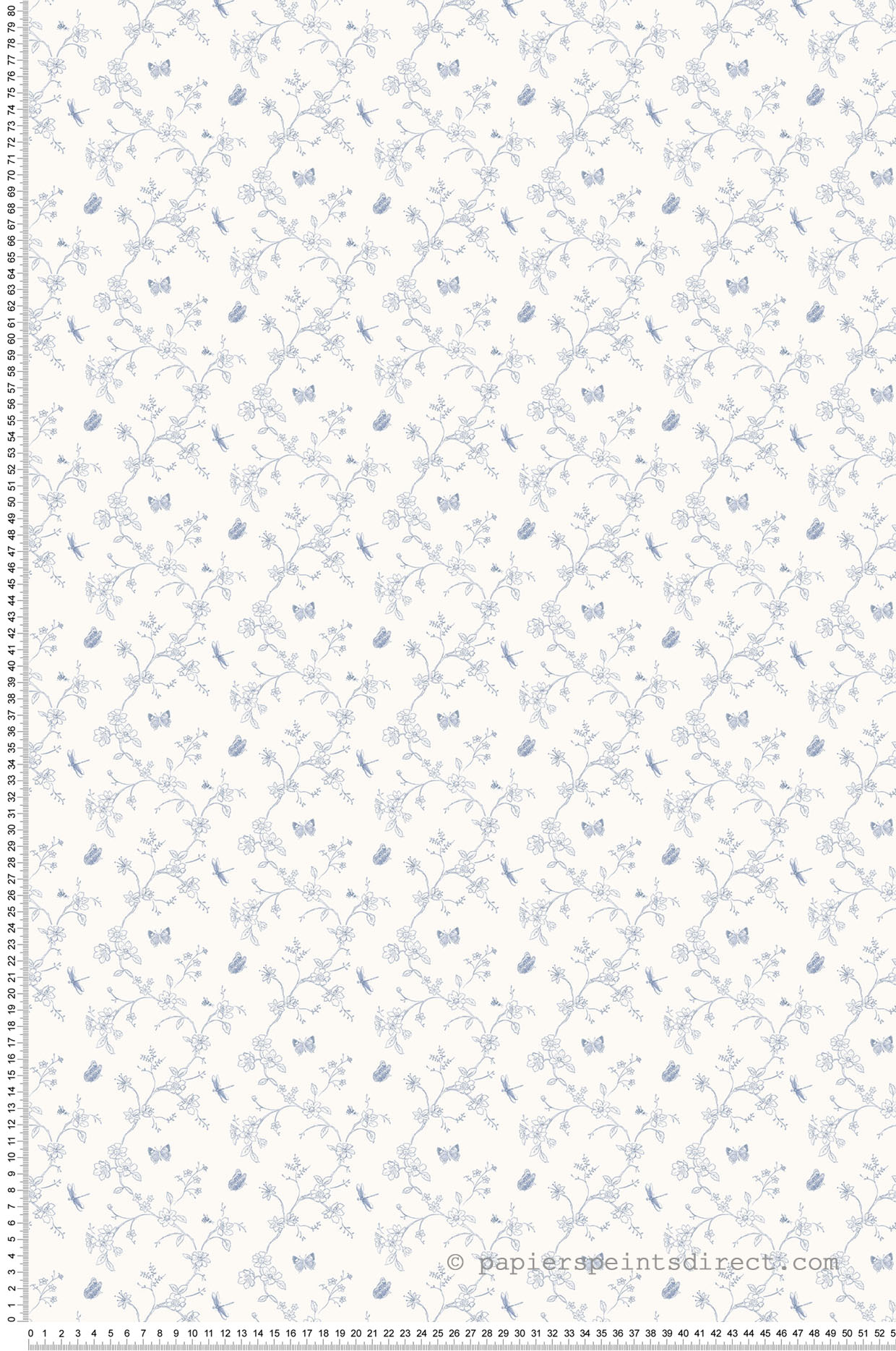 Papier peint Fleur et papillon bleu - Miniatures de Lutèce | Réf. LTC-G67851