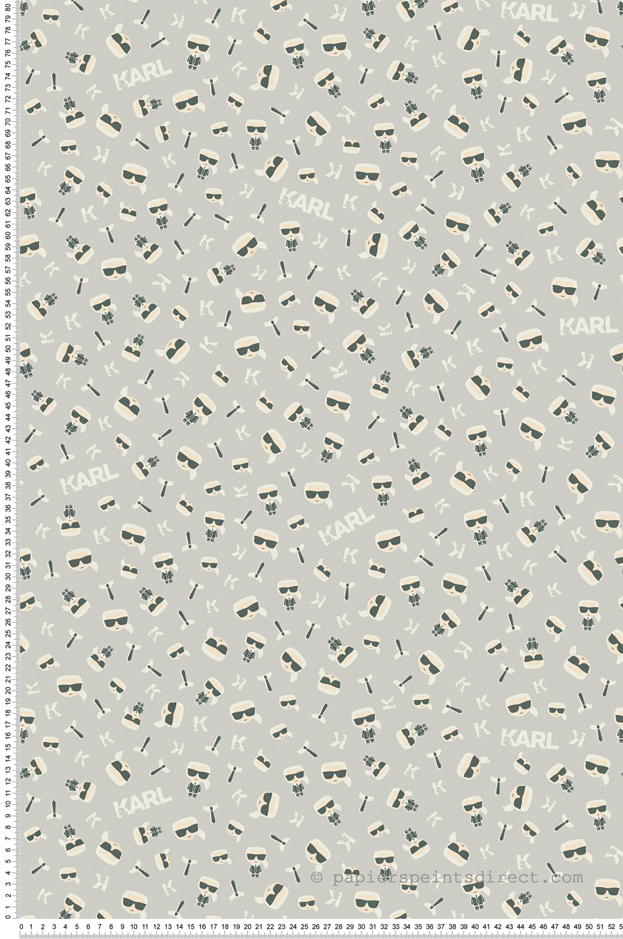 Papier peint Émoticône Karl Lindsey gris clair - Karl Lagerfeld de Montecolino | Réf. MC-37843-3