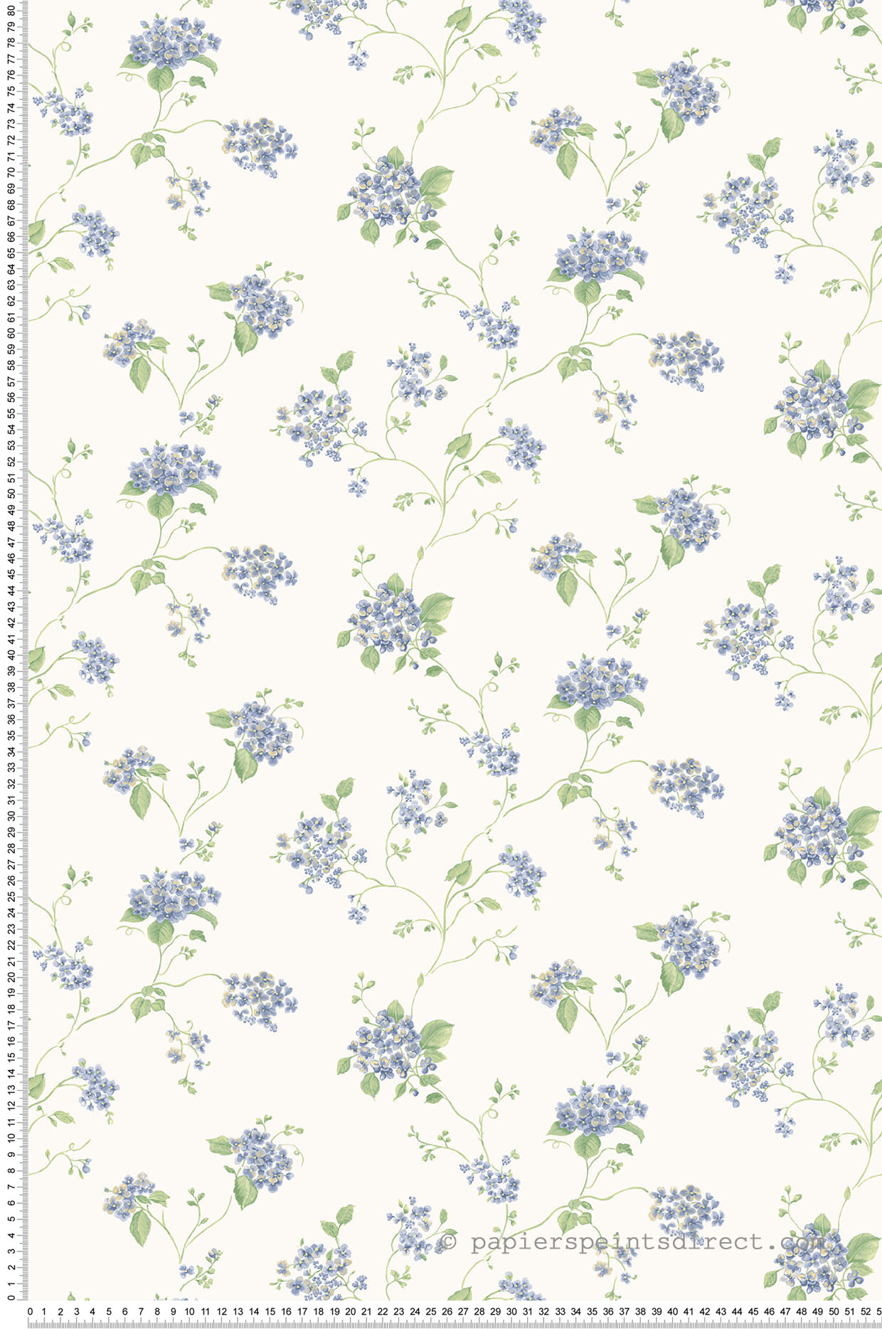 Papier peint fleurs Hortensia bleu - Miniatures de Lutèce | Réf. LTC-G67864