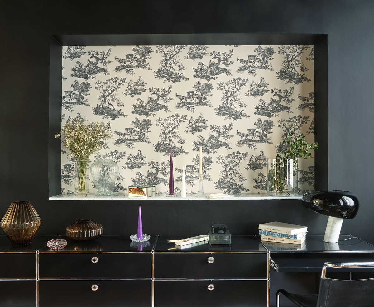 Papier peint Classique Cadence gris - Les Belles Toiles De Jouy 2 de Casadéco | Réf. BTJD201699310