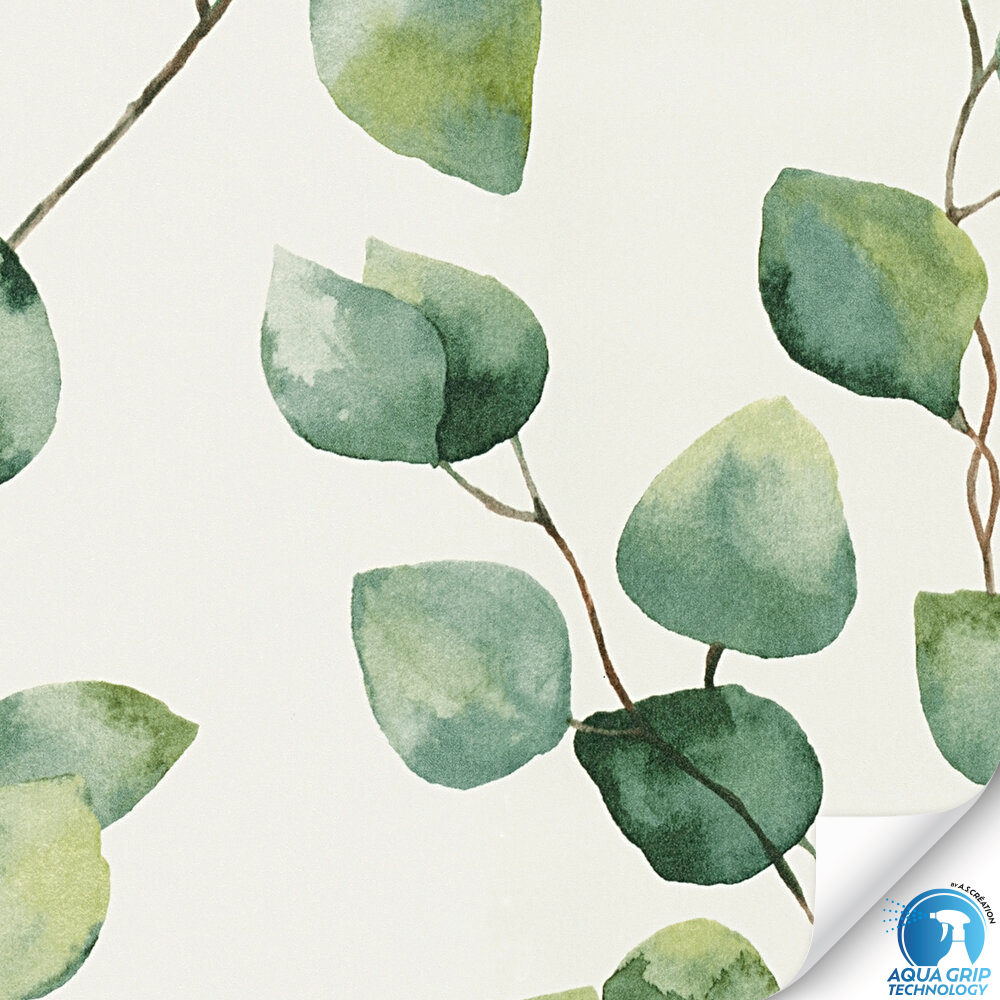 Papier peint préencollé Feuillage Microfeuilles Aquarelle vert - Designdrop d'A.S. Création ZOOM | Réf. AS-784541