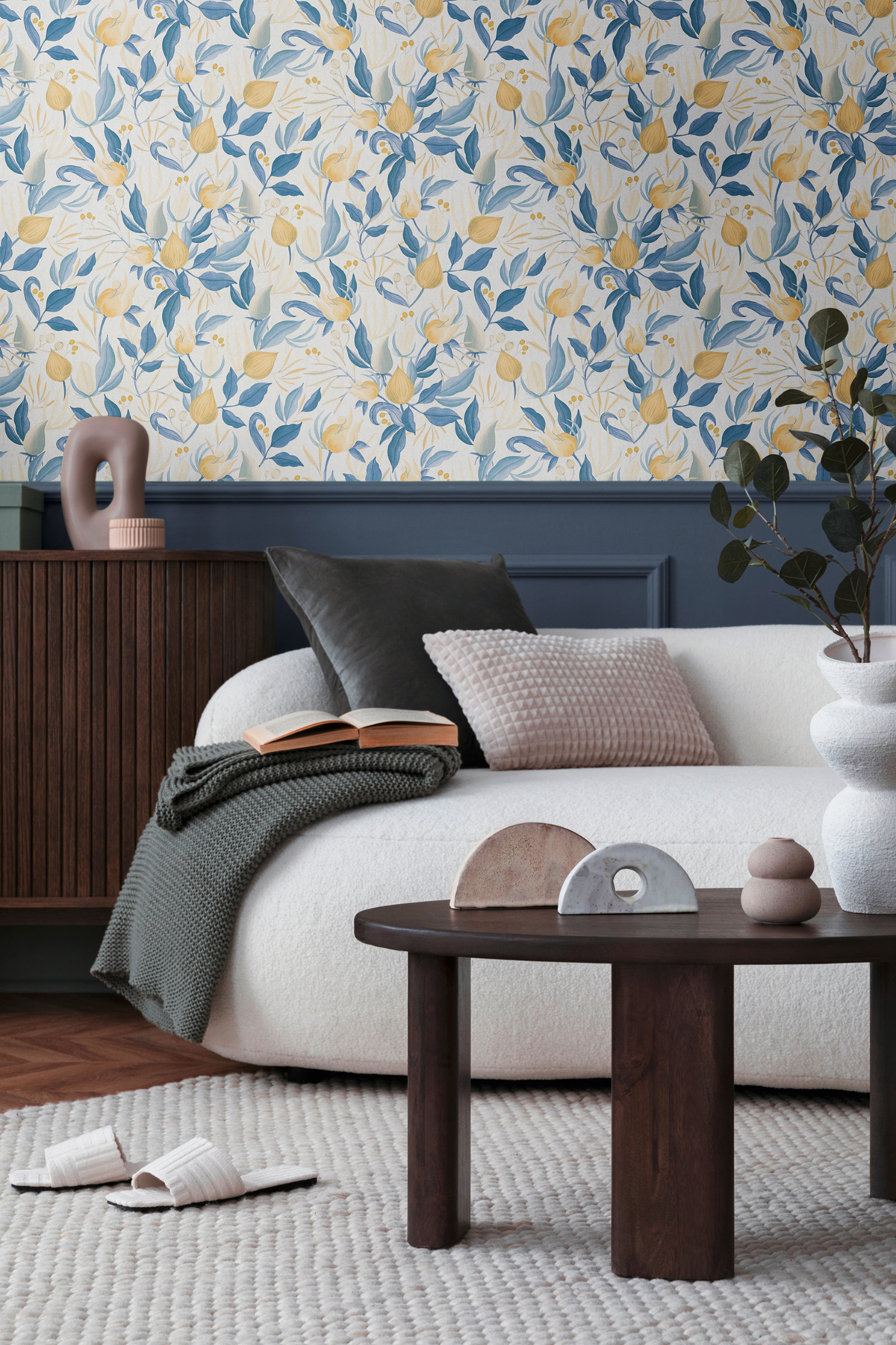 Papier peint Floral Still Bloom jaune bleu - Cosmoliving d'A.S. Création AMB2 | Réf. AS-790626