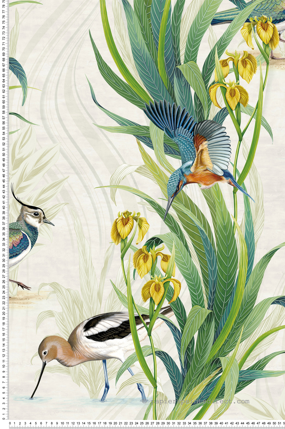 Papier peint Oiseau Halcyon vert jaune - Rhapsody d'Osborne & Little | Réf. OSB-W7815-01