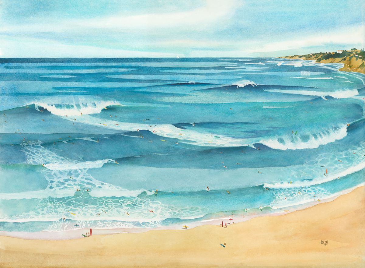 Papier peint panoramique Surf Guethary A+B+C - 1/2/3/4/5/6/7/8/9 - Isidore Leroy