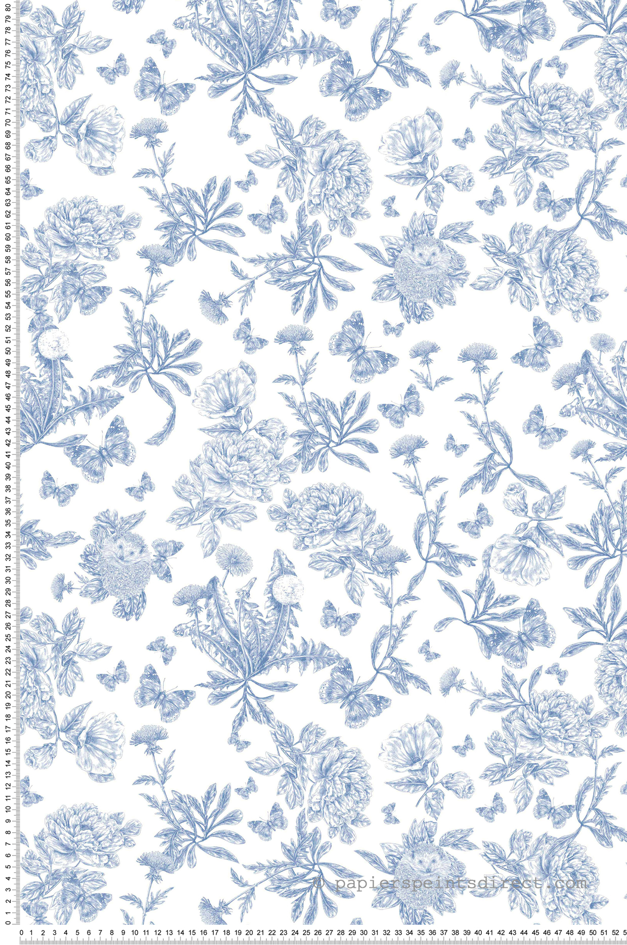 Papier peint Toile de Jouy Hérissons bleu encre - Tartine & Chocolat de Lutèce | Réf. LTC-36230511