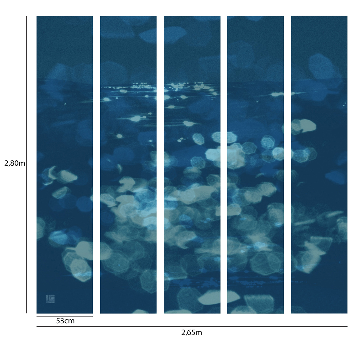 Papier peint panoramique Eau Nymphéas bleu - Guy Laroche de Lutèce AMB2 | Réf. LTC-51247201
