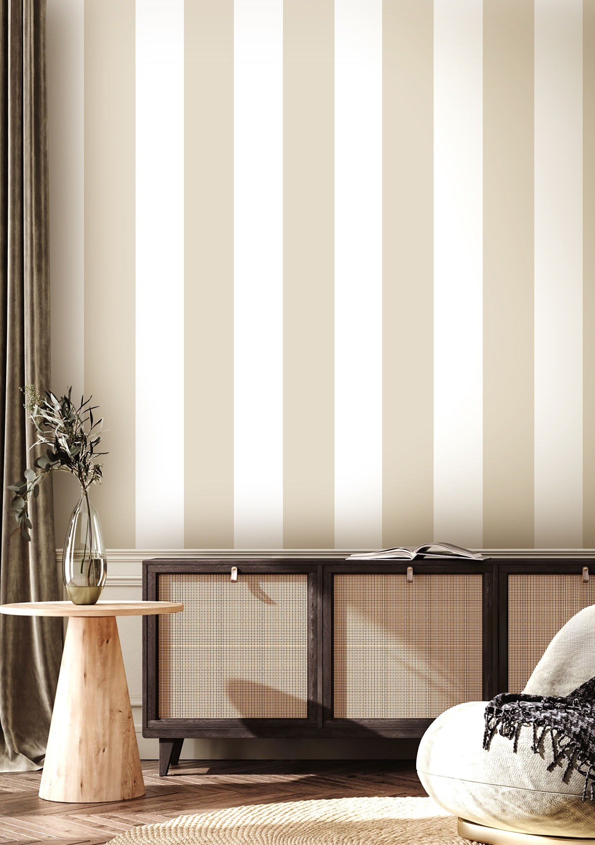 Papier peint Rayure Bicolore beige - Maison Paradis de Lutèce | Réf. LTC-MP15562