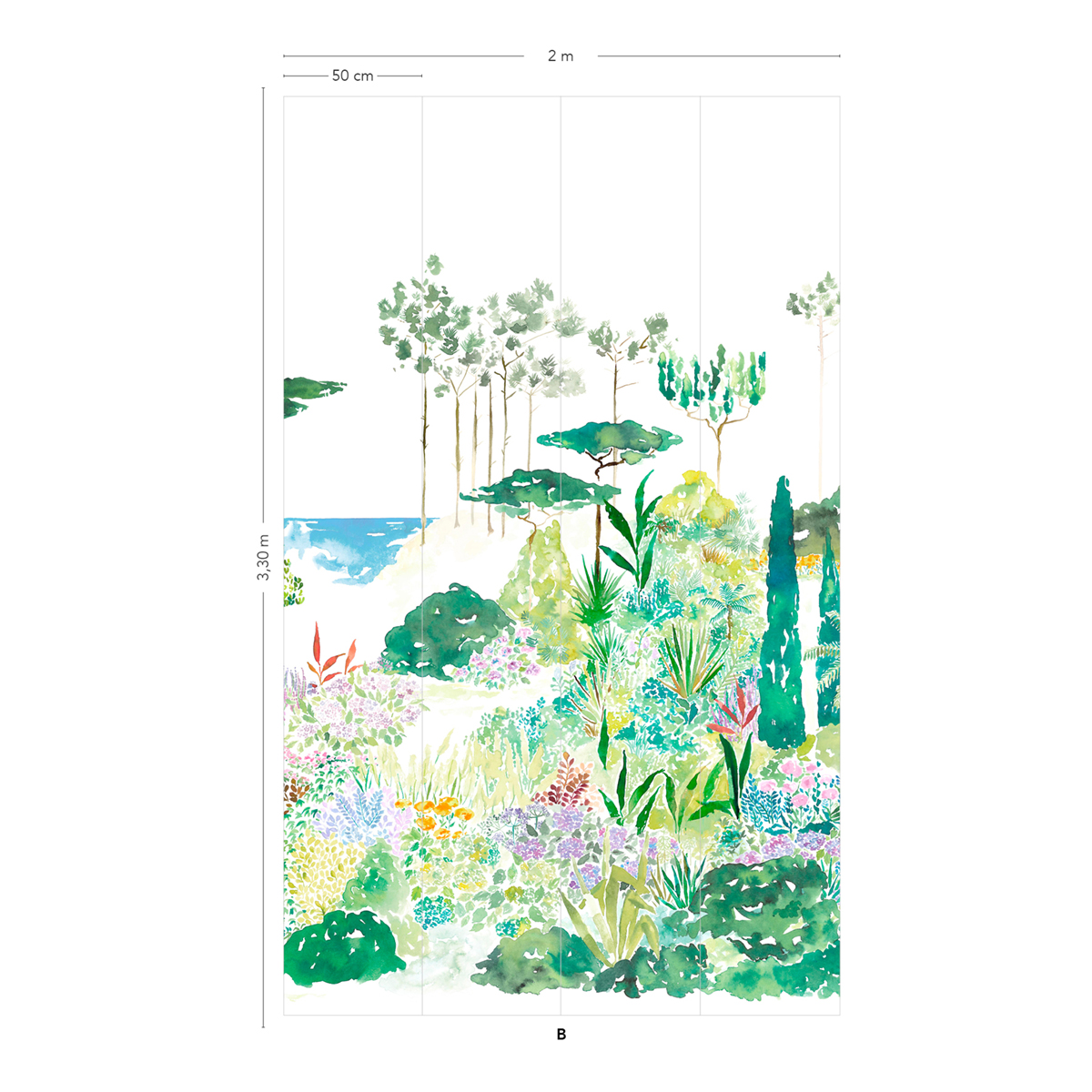 Papier peint panoramique Jardin de France Original B 5/6/7/8 - Isidore Leroy