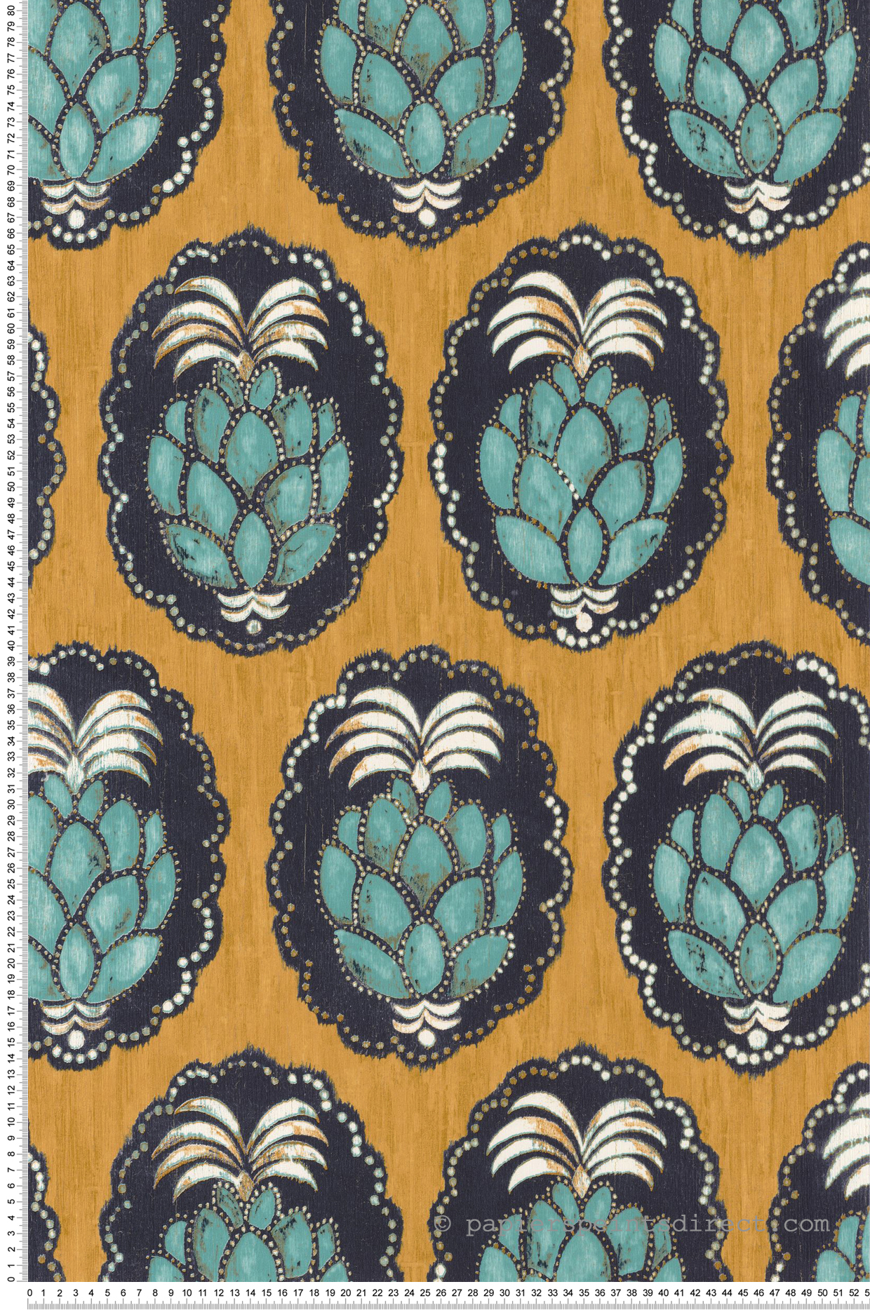 Papier peint ethnique Ananas Pina Jaune - Cuba de Casadéco | Réf. CBBA84352323