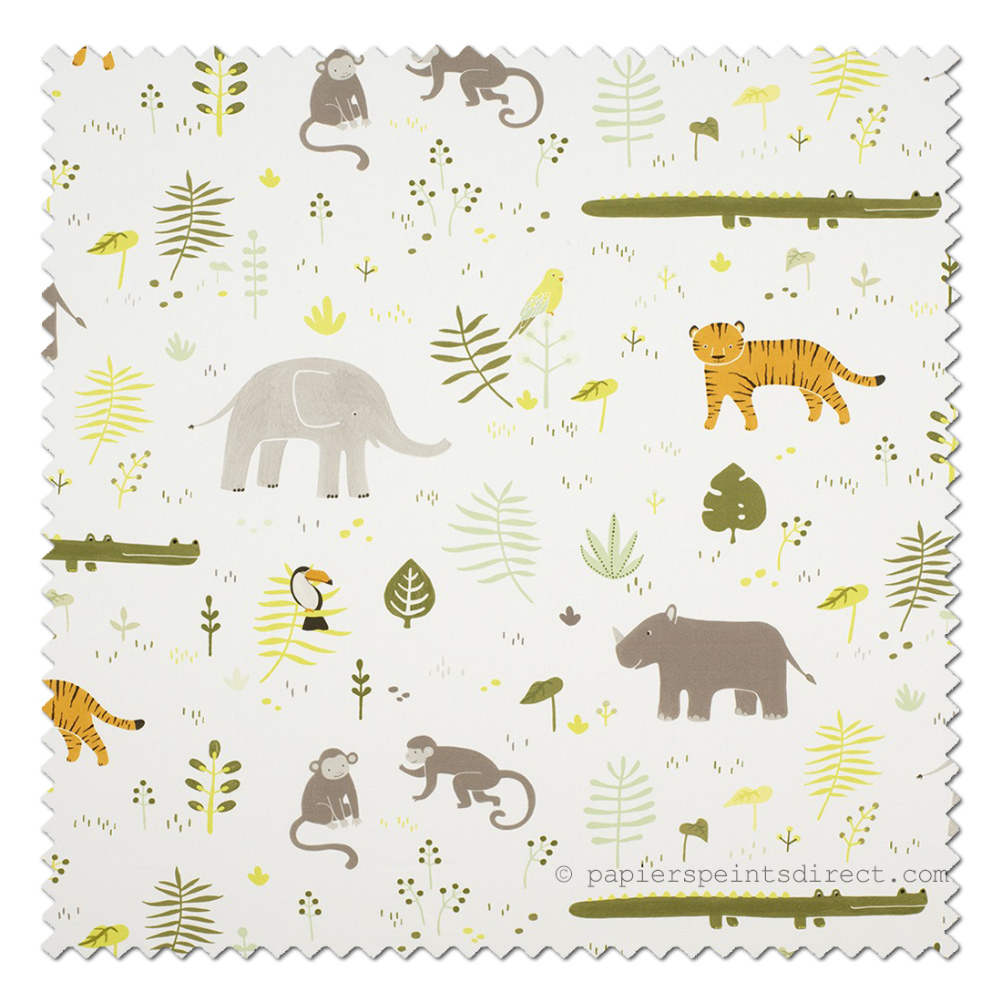 Tissu enfant Animaux jungle vert - Happy Dreams de Casadéco | Réf. HPDM83287323