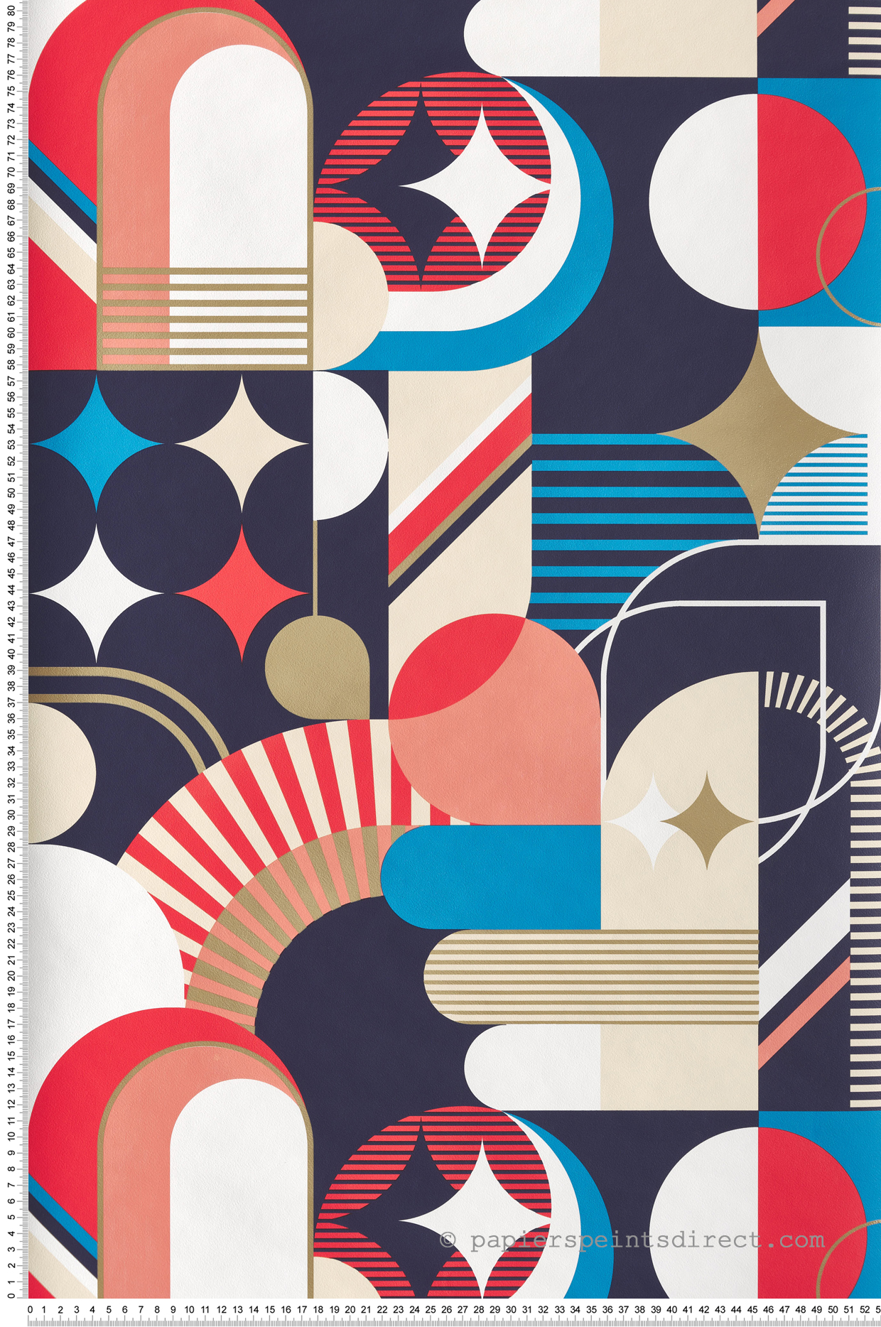 Papier peint Géométrique Vintage doré et bleu - Pop d'Ugépa | Réf. UGP-M47410