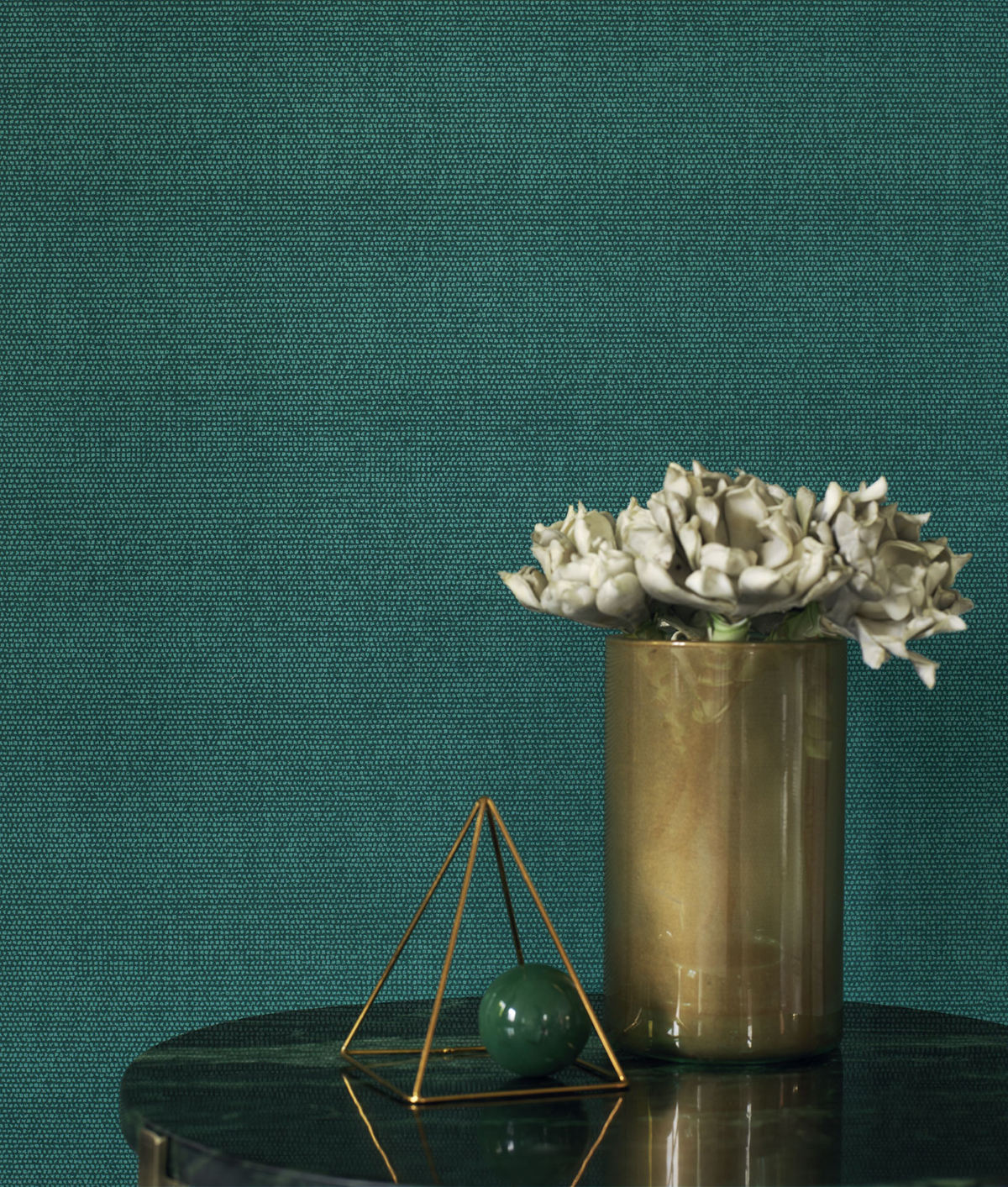 Papier peint Faux Uni Pois vert paon irisé - Derby de Casadéco | Réf. DERB82077310