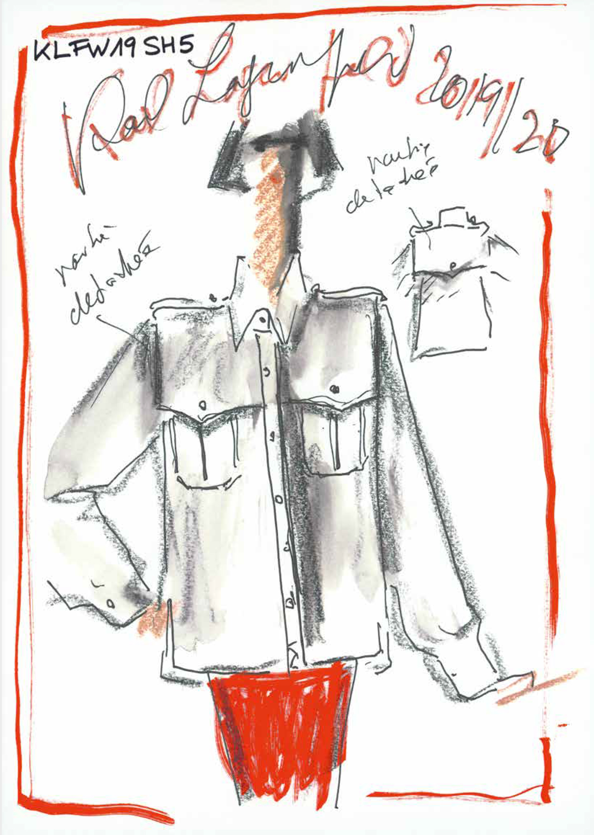 Papier peint panoramique Croquis Mode rouge - Karl Lagerfeld de Montecolino | Réf. MC-DD120248