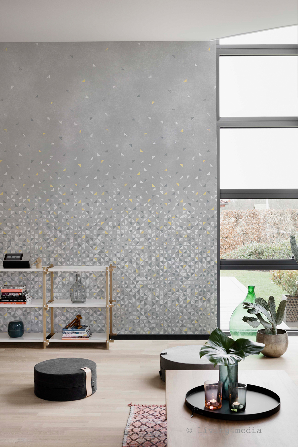 Papier peint panoramique Tangram Gris Jaune A+B - 1/2/3/4/5/6 - Isidore Leroy