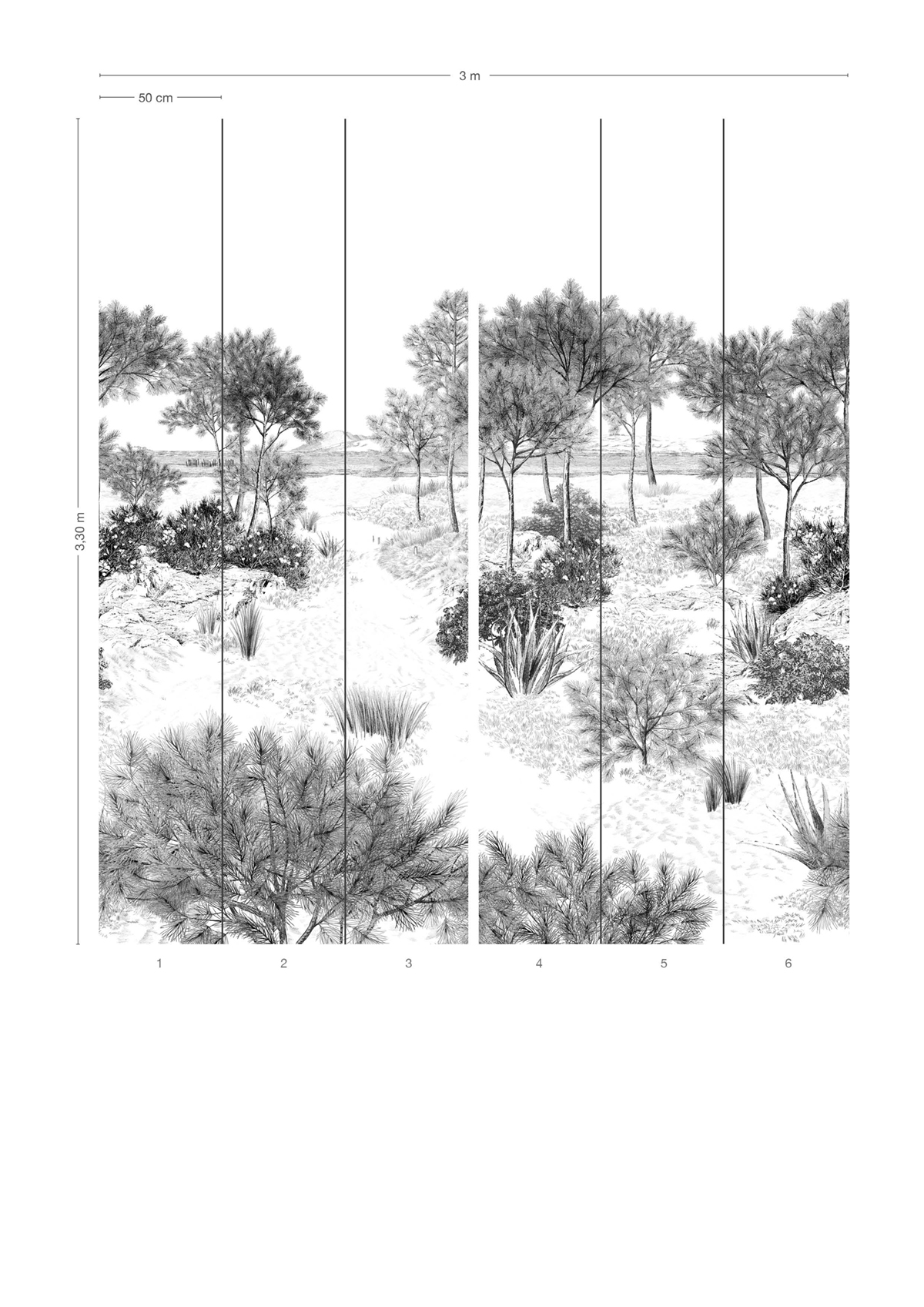 Papier peint panoramique Dune Gris A+B - 1/2/3/4/5/6 - Isidore Leroy