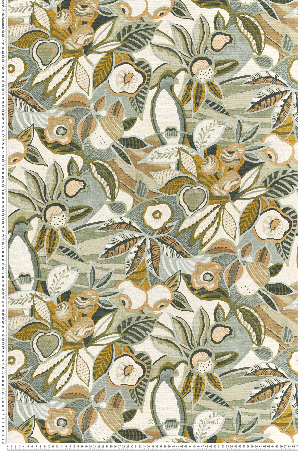 Papier peint Fleur Oiseau Tehuana céladon - Casa Azul de Casamance | Réf. CAS-76300202