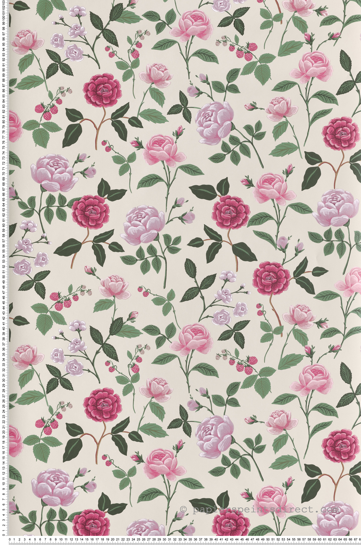 Papier peint Fleurs Romantiques beige rose - Rifle Paper Co. 3 de York (Initiales) | Réf. INI-RF7541