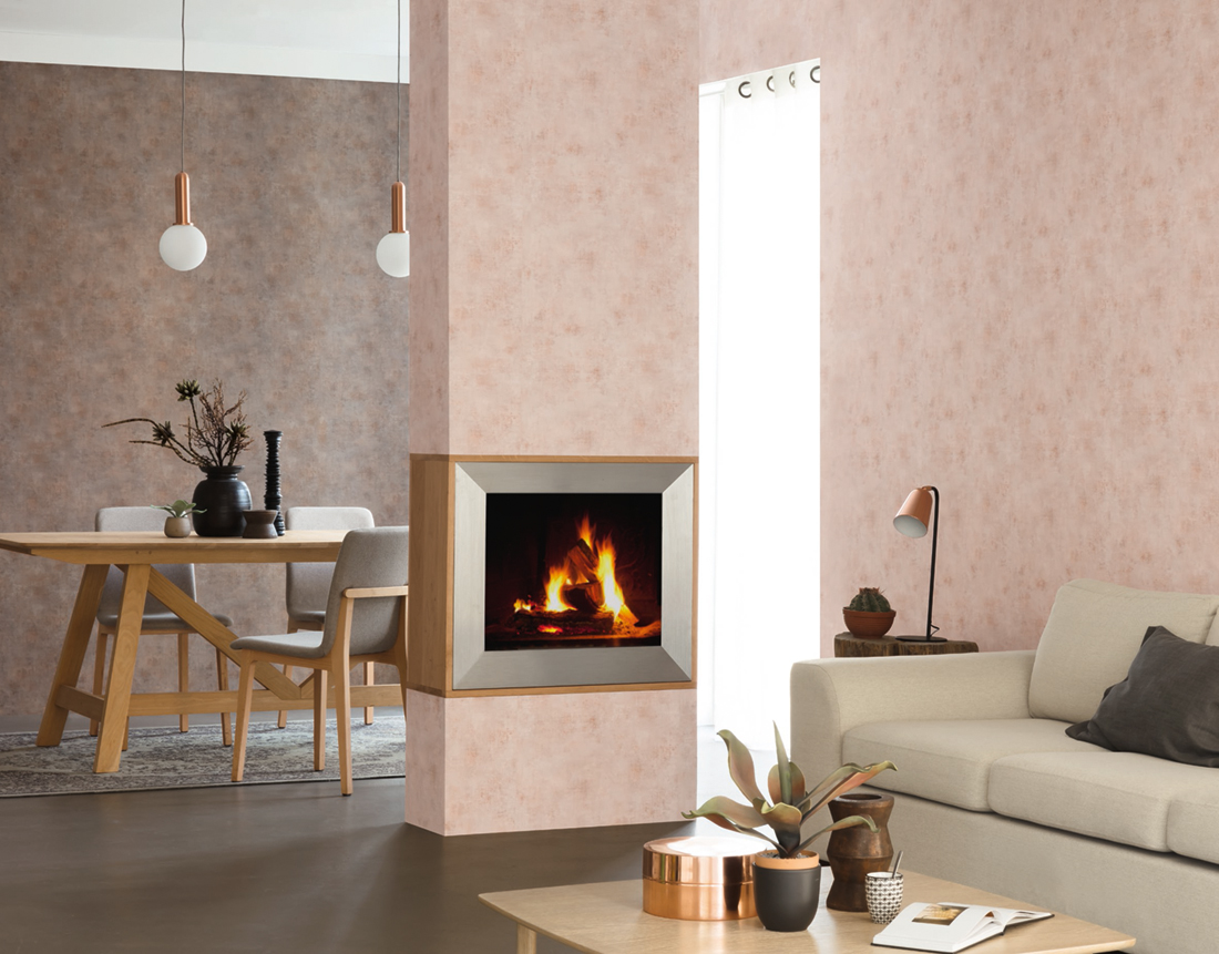 Papier peint Faux uni Gris clair cuivré - Telas de Casélio | Réf. TELA69871577