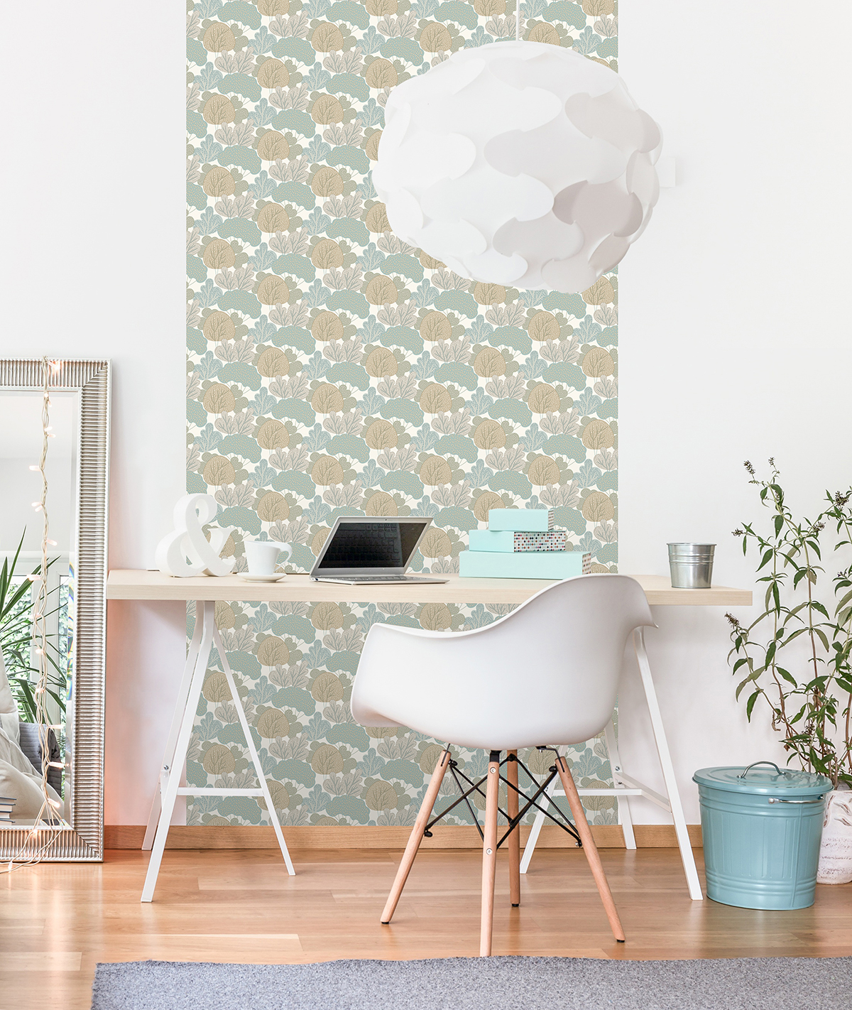 Papier peint Arbre Petit Bois bleu et marron - La belle histoire d'Ugépa | Réf. UGP-A96804