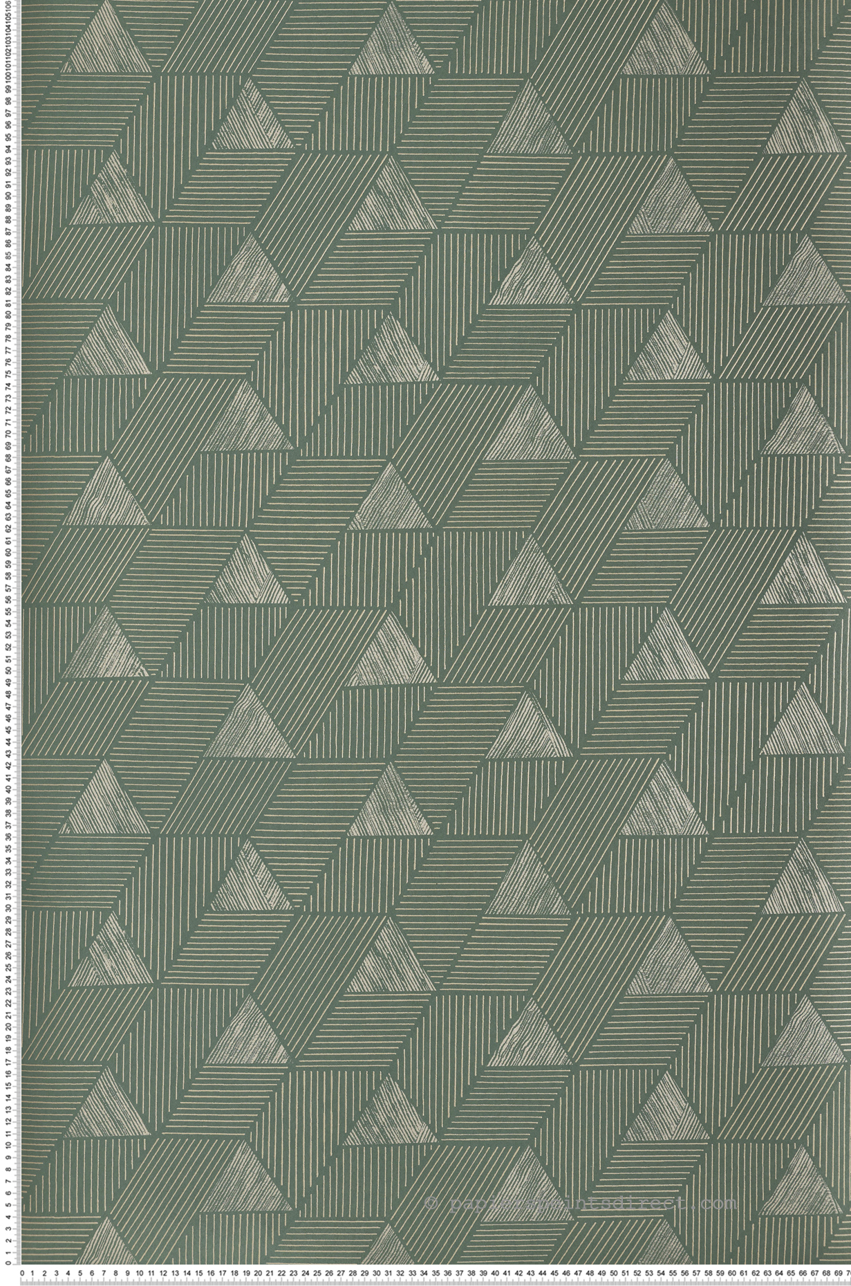 Papier peint Triangle Ethnique Méroé vert lichen argenté doré - Bord Du Nil de Casamance | Réf. CAS-76172446