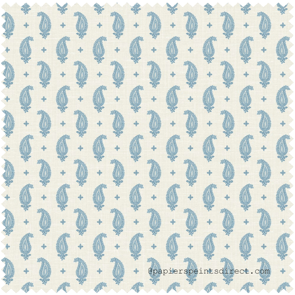 Tissu Plumetis Cachemire Maia bleu clair écru - French Country d'Initiales | Réf. INI-FC62702F