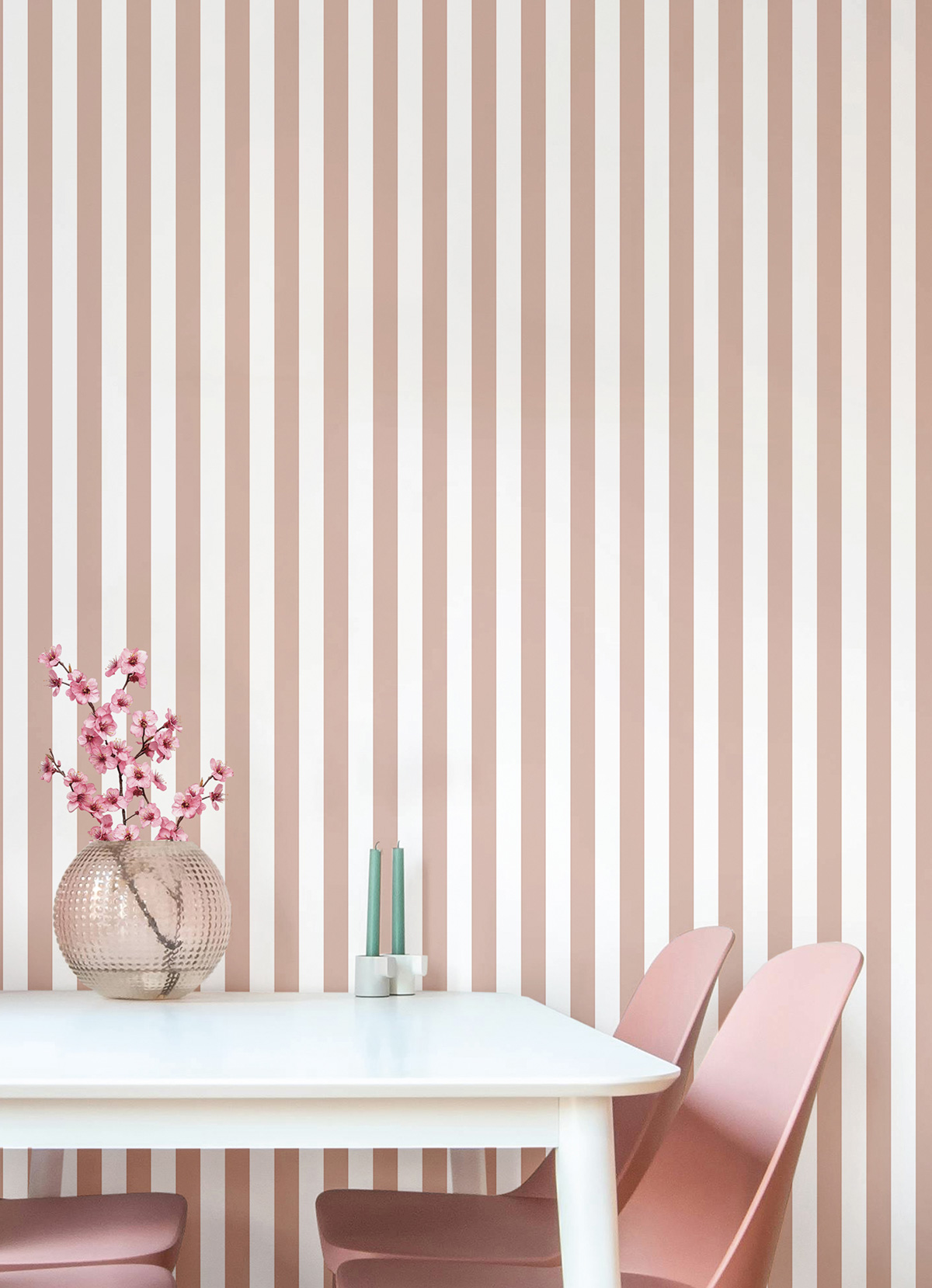 Papier peint Rayures Classiques Fines rose poudré - Stripes & Checks de Montecolino | Réf. MC-ST38454