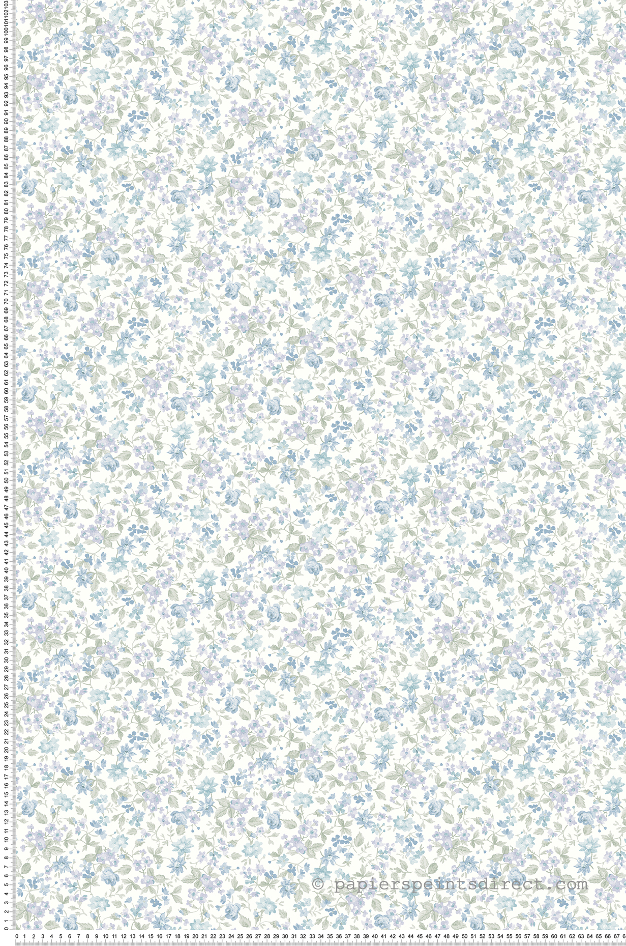 Papier peint Liberty Fleuri bleu - Alice et Rose de Lutèce | Réf. LTC-VI81502