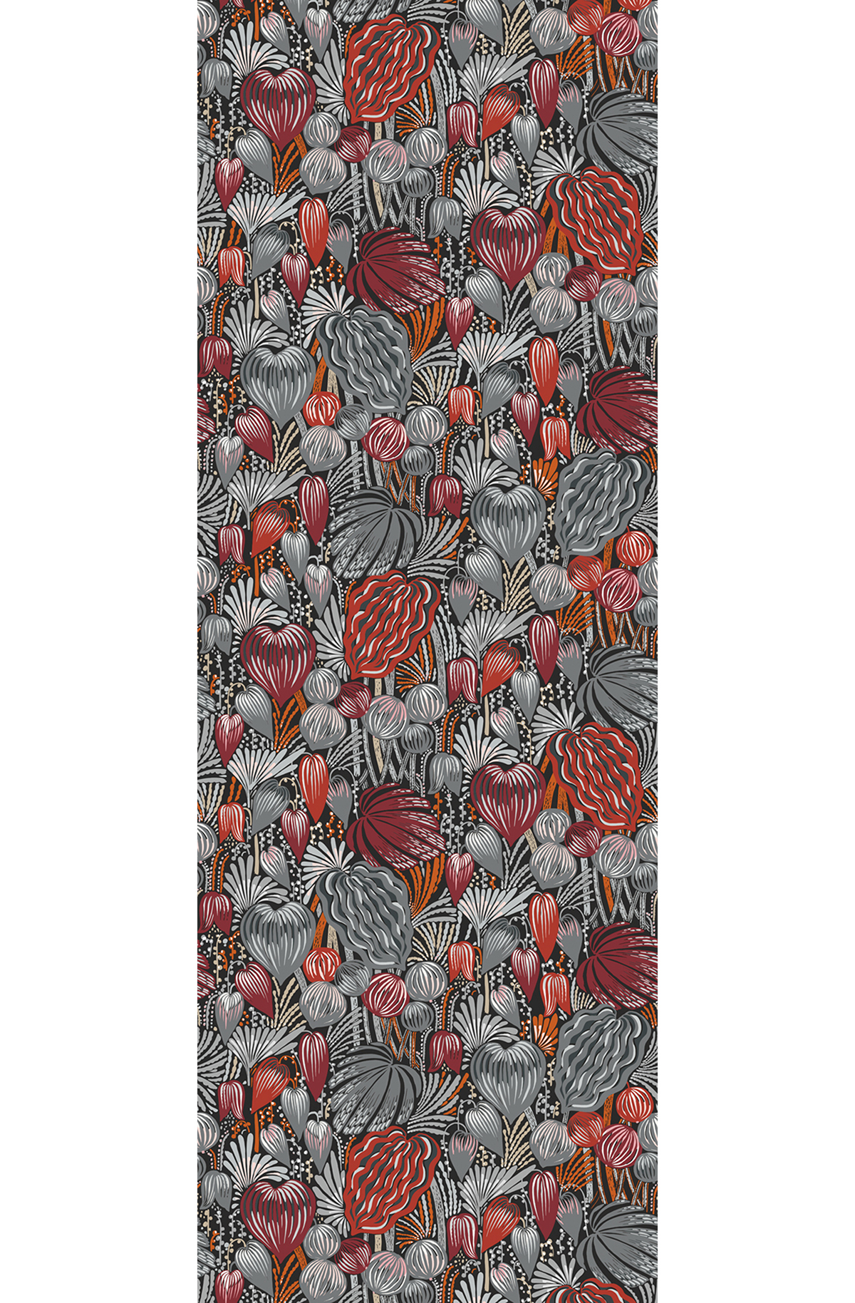 Papier peint panoramique Jungle Exotique Pomona rouge  - A H260 - Mysa de Masureel | Réf. MAS-DGYSA1031-260