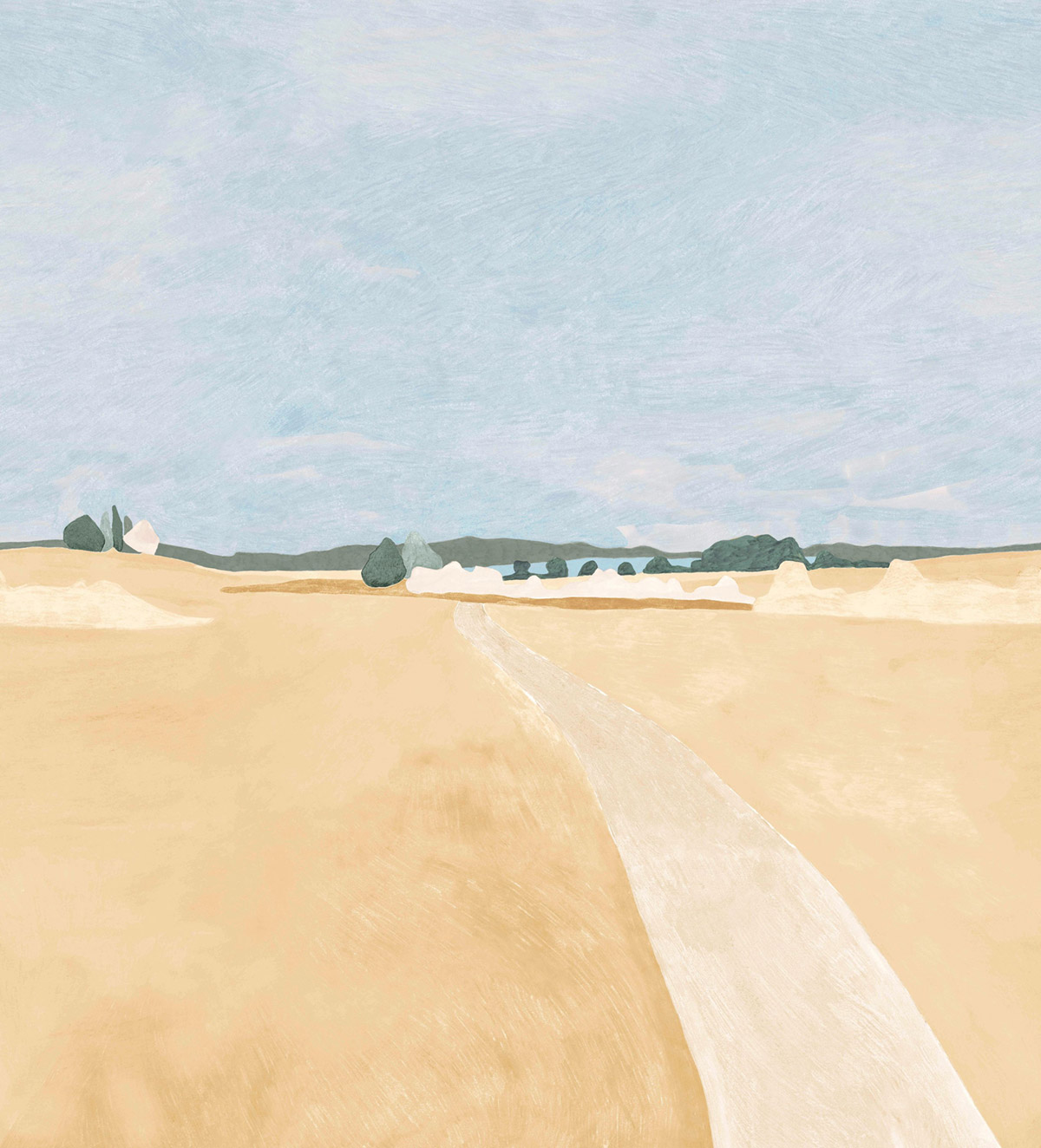 Papier peint panoramique Paysage Moisson beige vanille - Panoramas 3 de Casamance | Réf. CAS-76442038