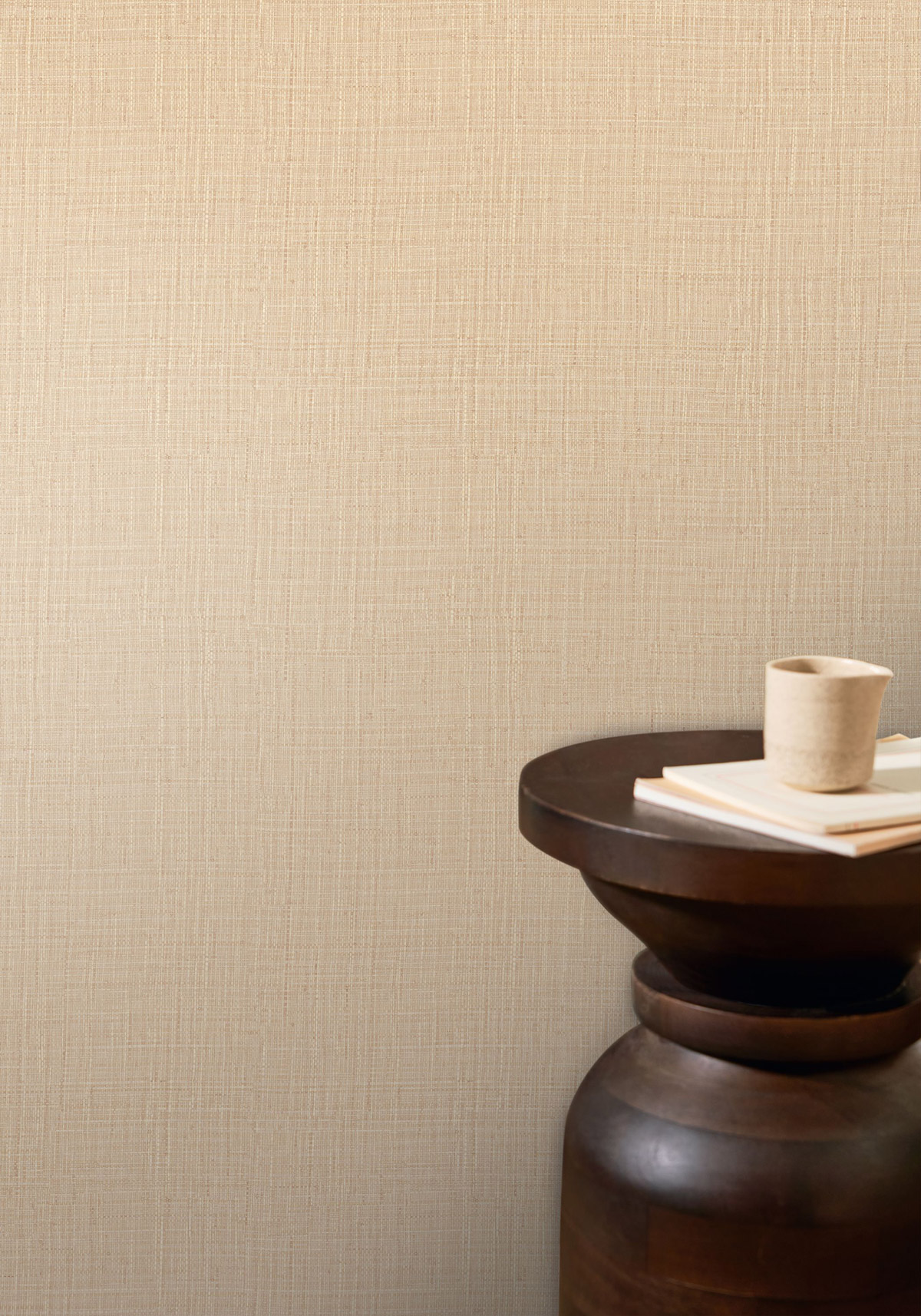 Papier peint Uni Tissé Sierra beige coquille - Palmadora de Casamance | Réf. CAS-76702242