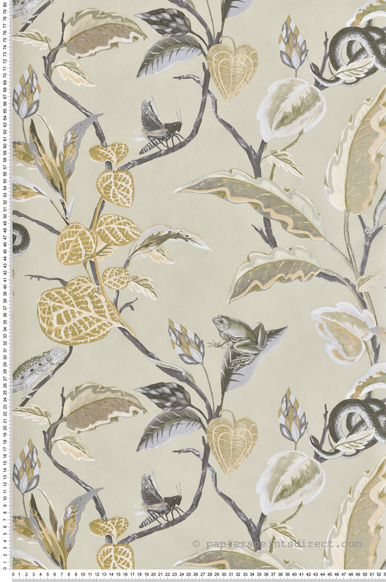 Papier peint Animaux Botanique Feuillage vert amande doré - Maison Paradis de Lutèce | Réf. LTC-MP15509
