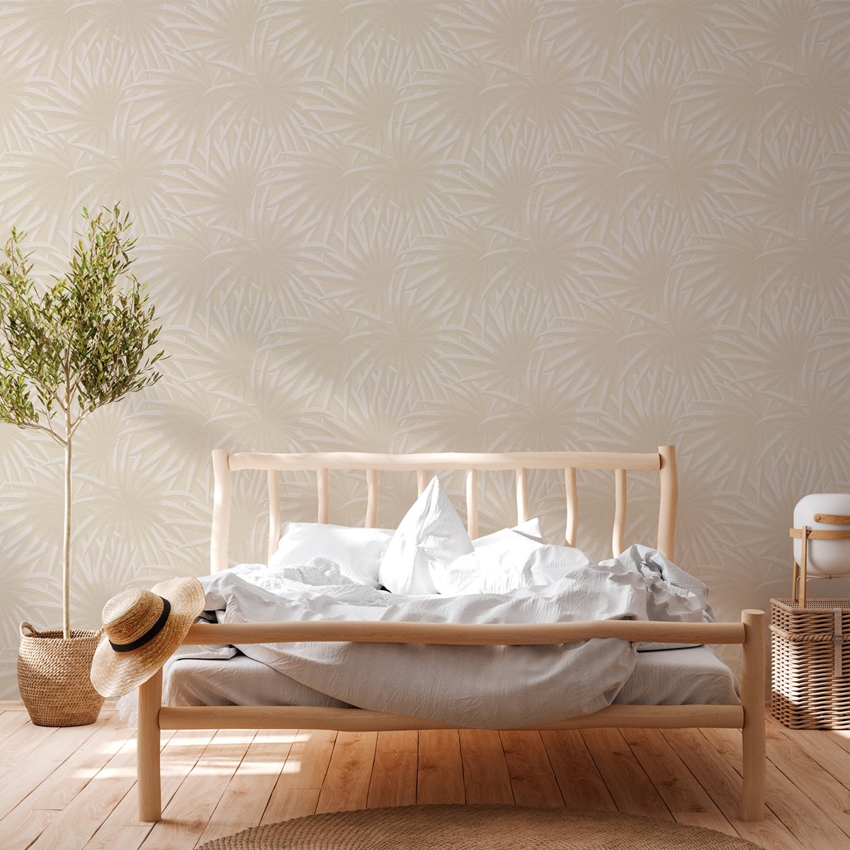 Papier peint Palme Grandiose beige lin - Casual Living d'A.S. Création AMB2| Réf. AS-393382