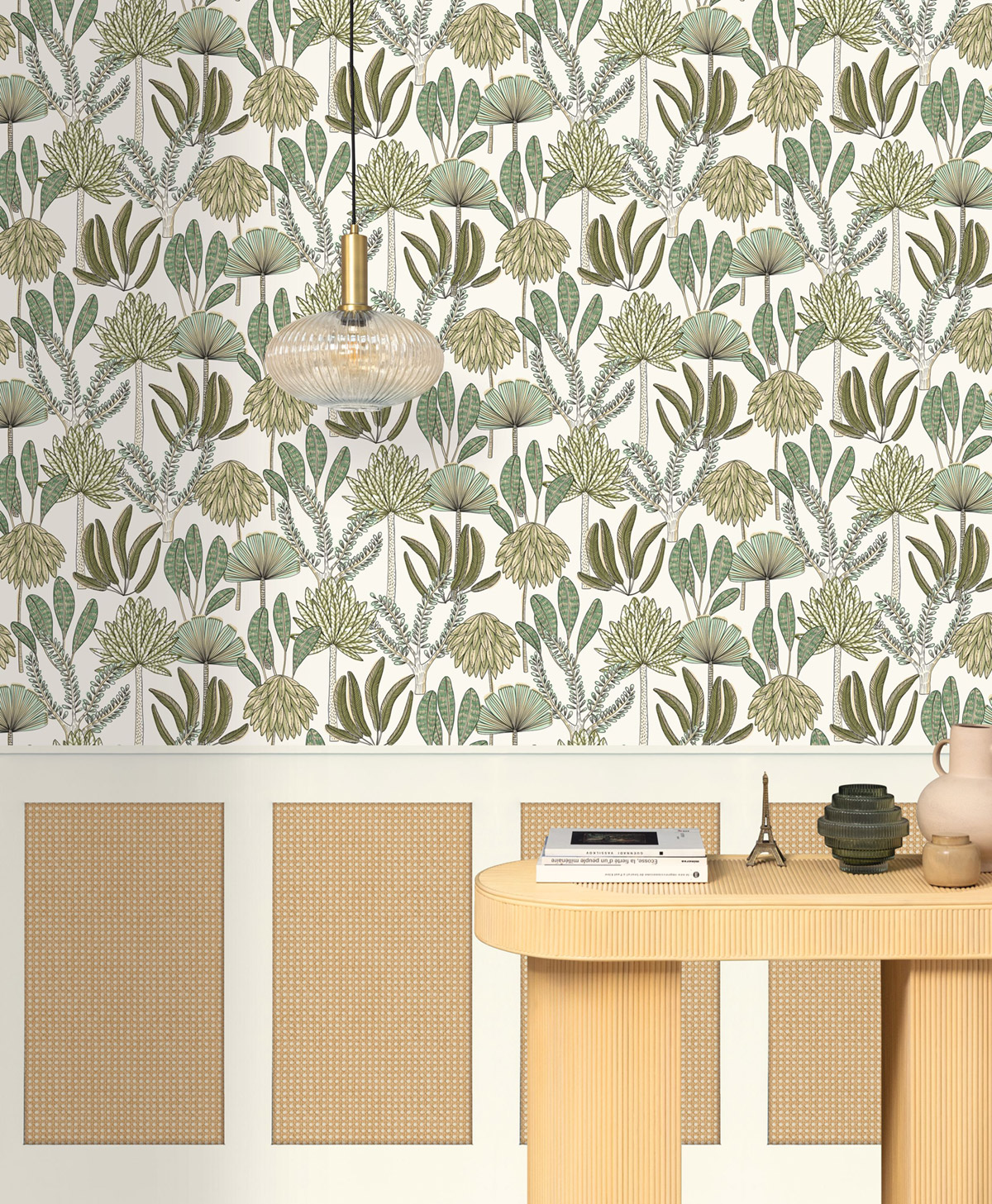 Papier peint Soubassement Cannage en Rotin S blanc cassé - Reliefs de AMB3 | Réf. RLF106230007