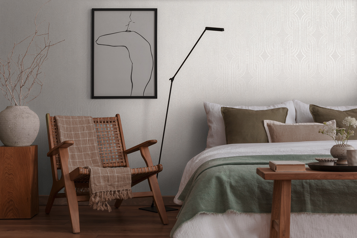 Papier peint Maille Art Déco gris clair nacré - French Affair d'A.S. Création | Réf. AS-399372